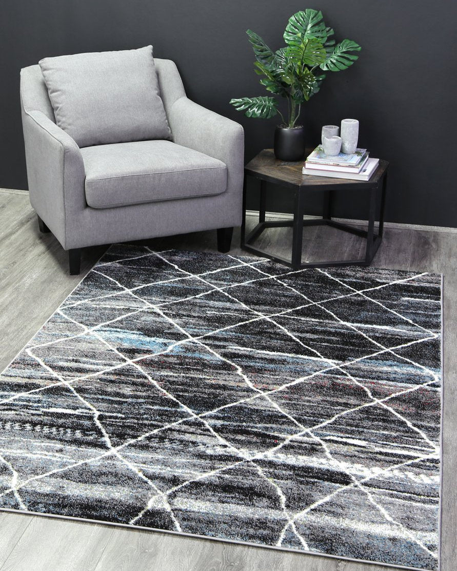 Madison Moroccan Trellis Blue Grey Rug