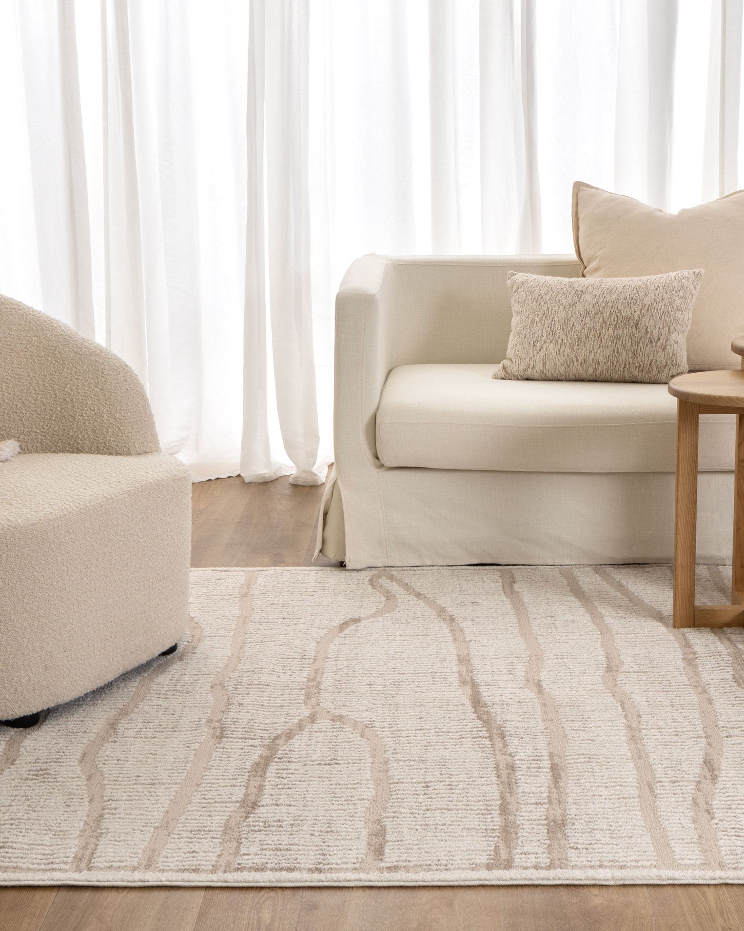 Sierra Abstract Ivory Lines Rug - Ivory modern abstract rug from Vogue Rugs Australia