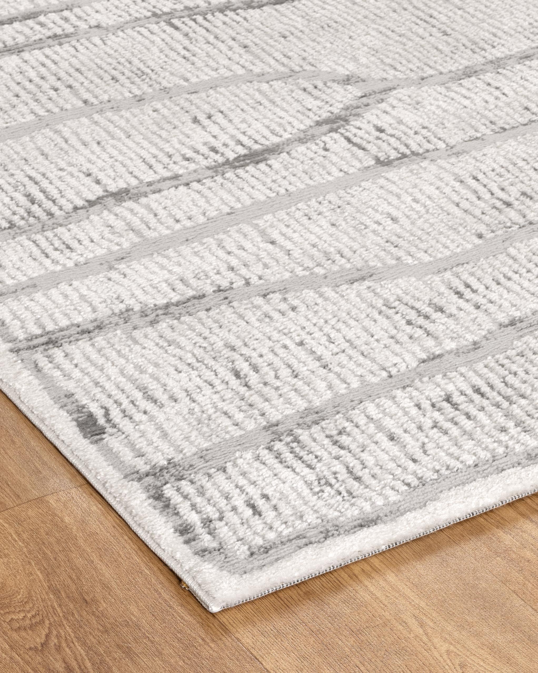Sierra Abstract Silver Lines Rug - Silver modern abstract rug from Vogue Rugs Australia