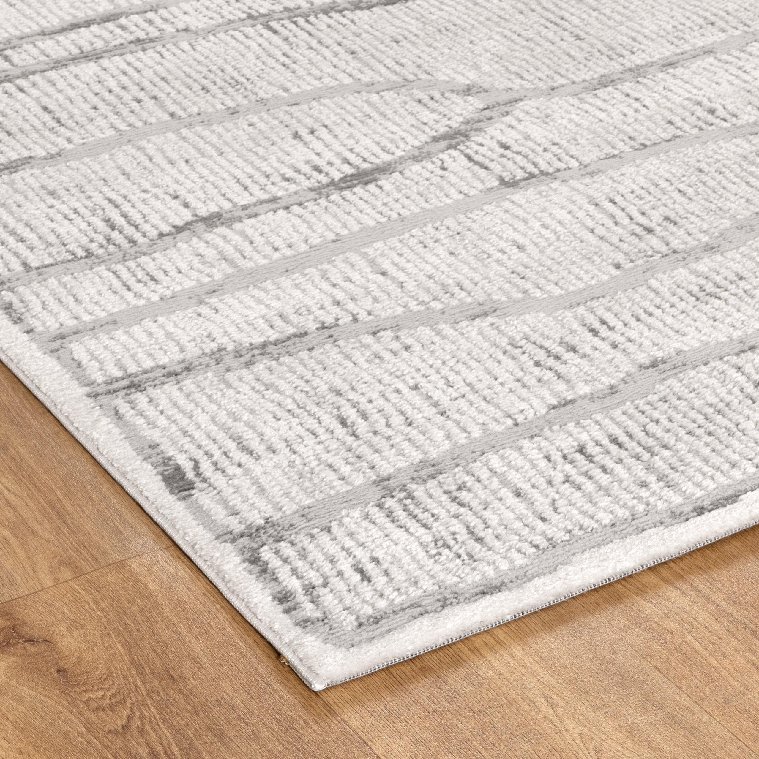 Sierra Abstract Silver Lines Rug.