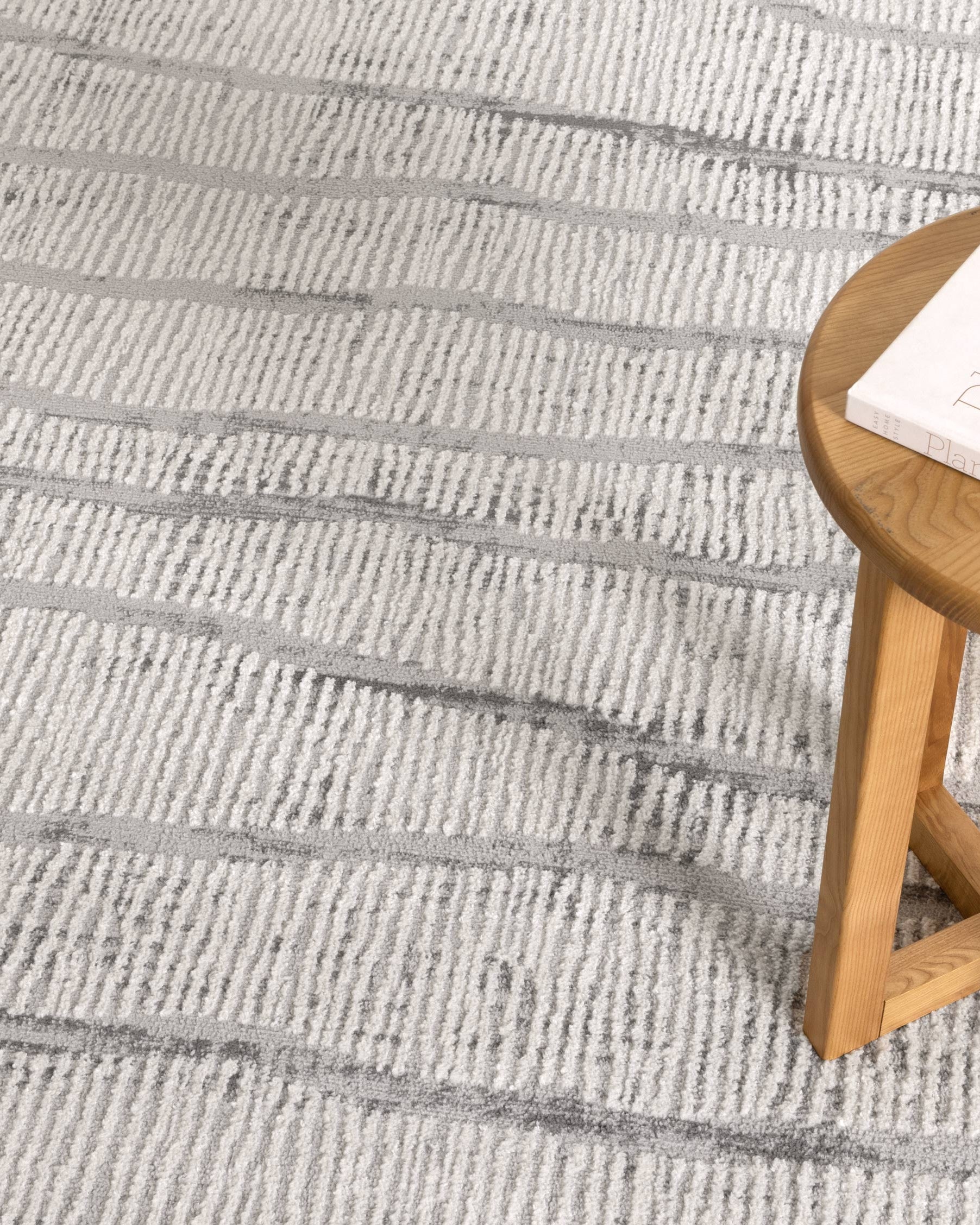 Sierra Abstract Silver Lines Rug - Silver modern abstract rug from Vogue Rugs Australia