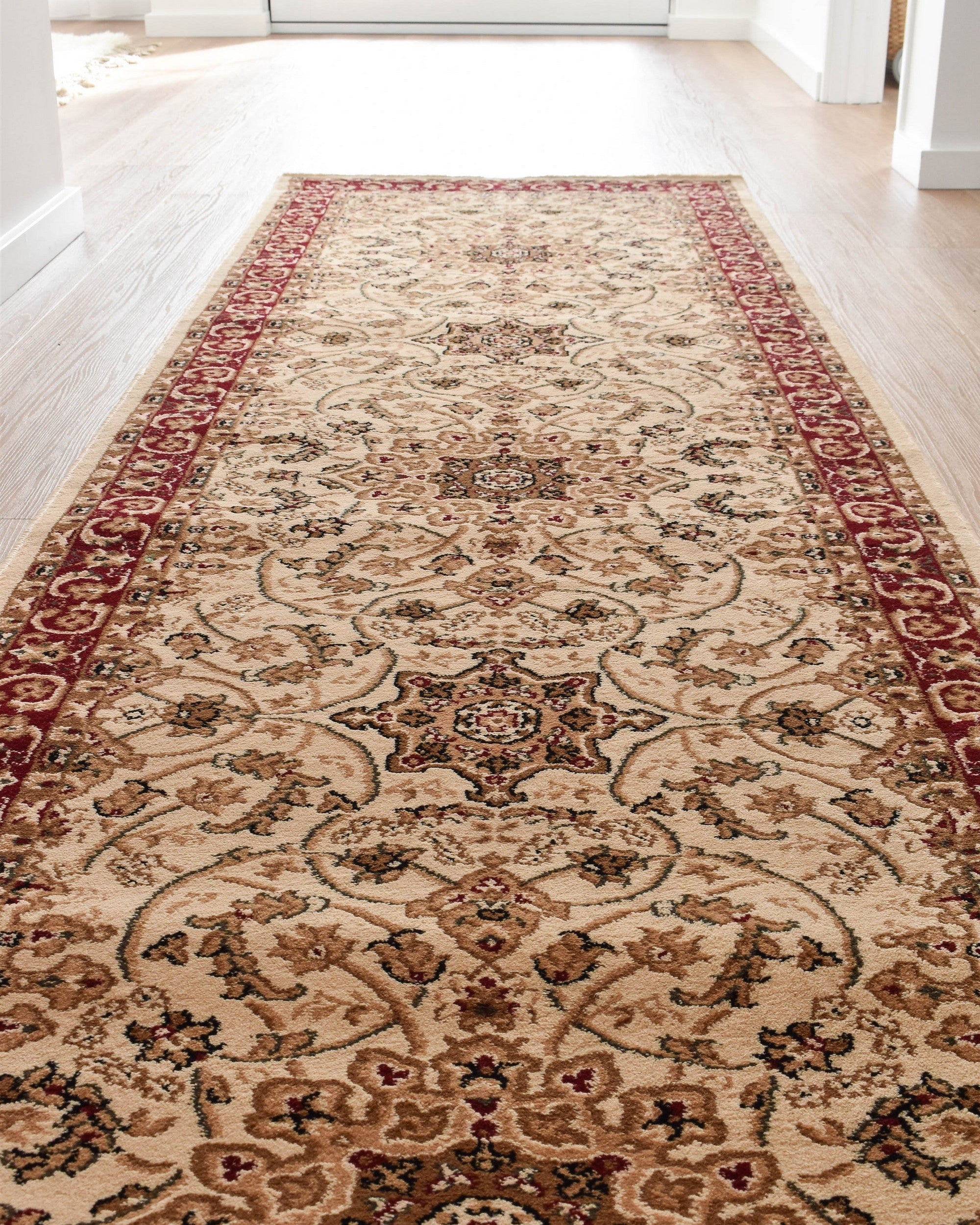 Adelaide 15 Cream Red Runner - Cream traditional rug from Vogue Rugs Australia