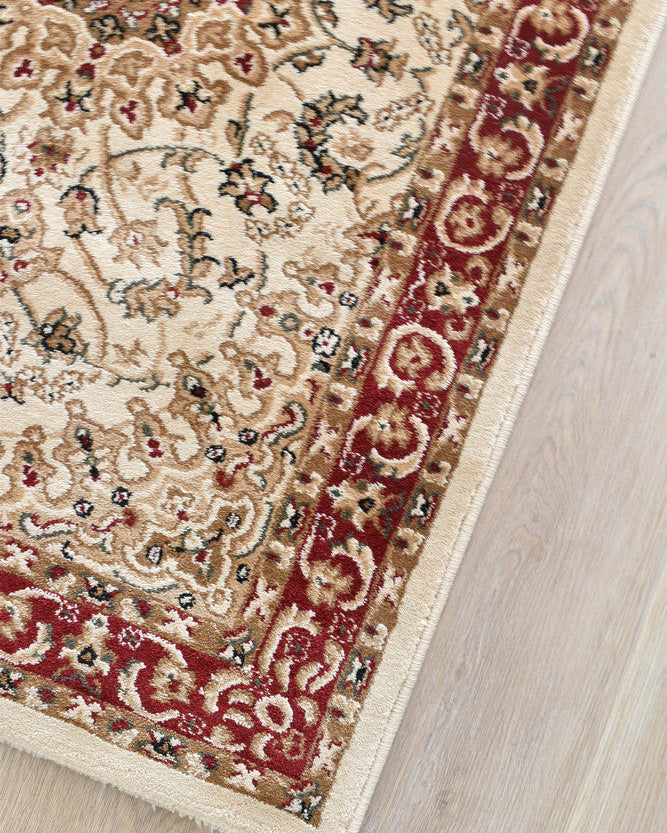 Adelaide 15 Cream Red - Cream traditional rug from Vogue Rugs Australia