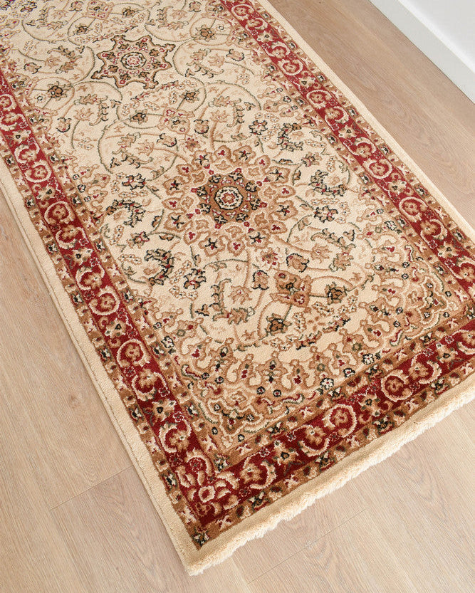 Adelaide 15 Cream Red - Cream traditional rug from Vogue Rugs Australia