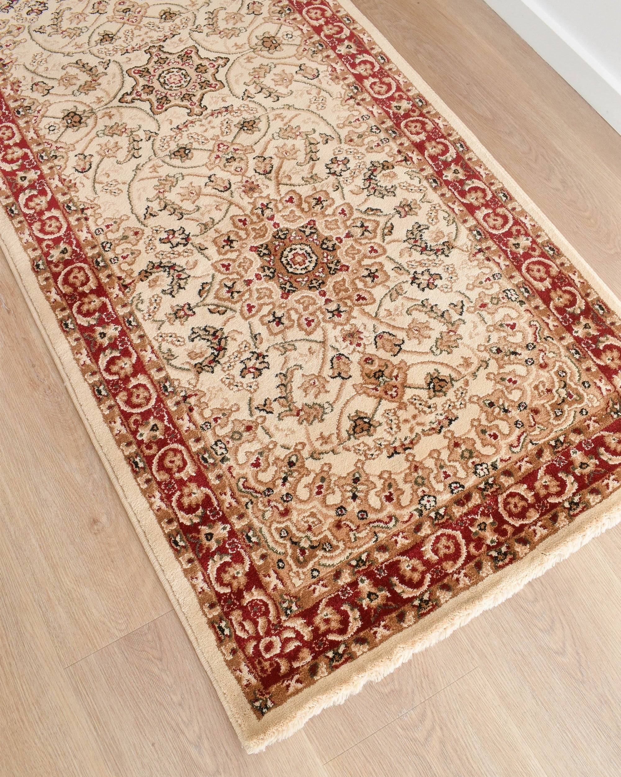 Adelaide 15 Cream Red Runner - Cream traditional rug from Vogue Rugs Australia