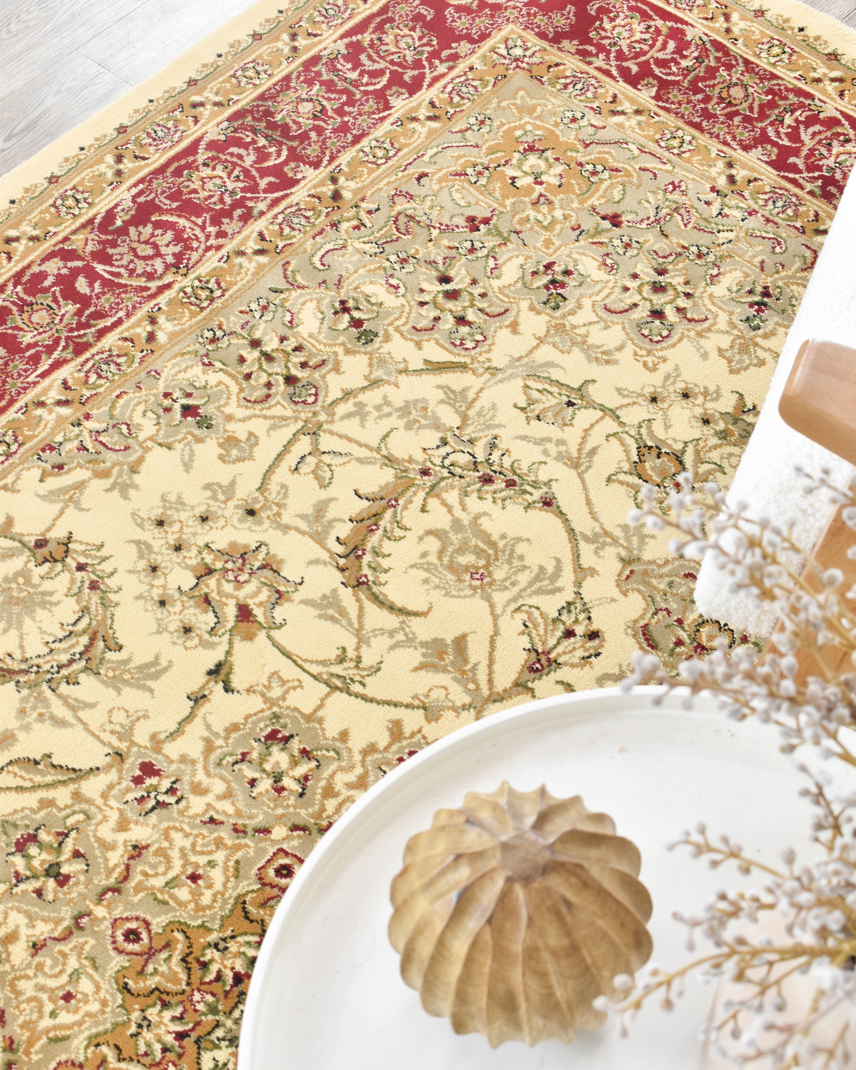 Adelaide 15 Cream Red - Cream traditional rug from Vogue Rugs Australia