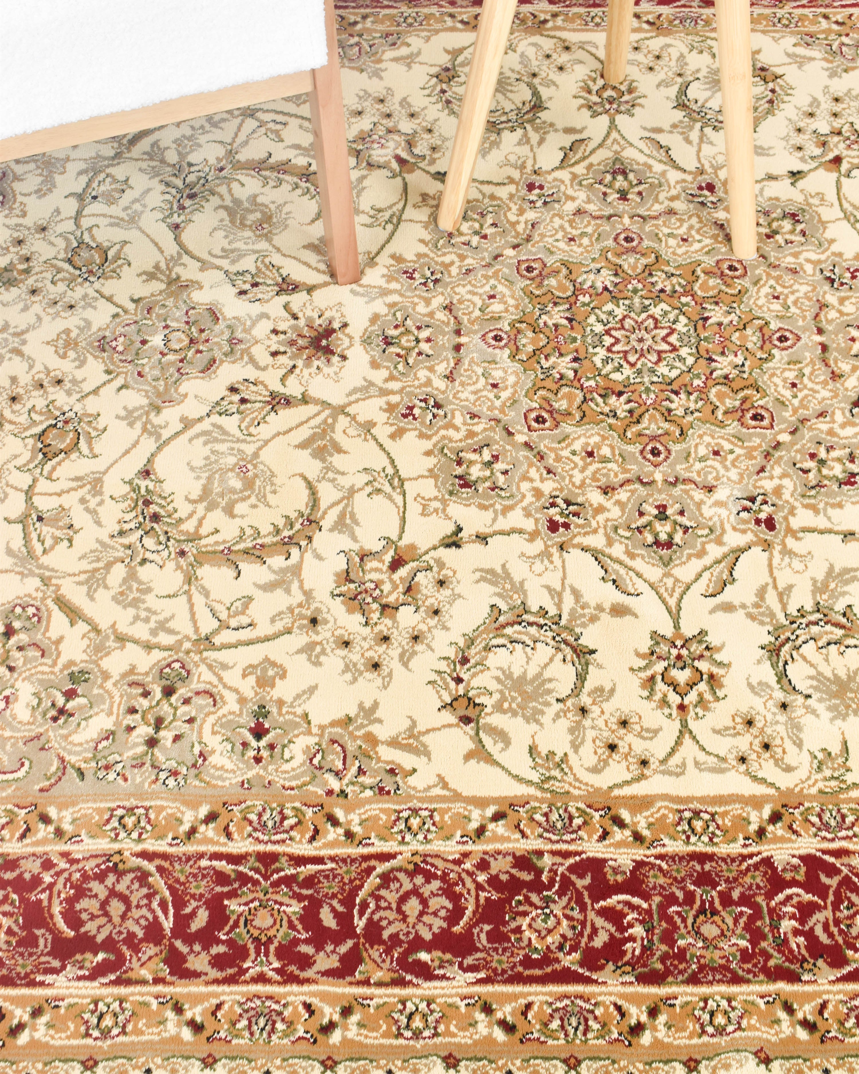 Adelaide 15 Cream Red - Cream traditional rug from Vogue Rugs Australia