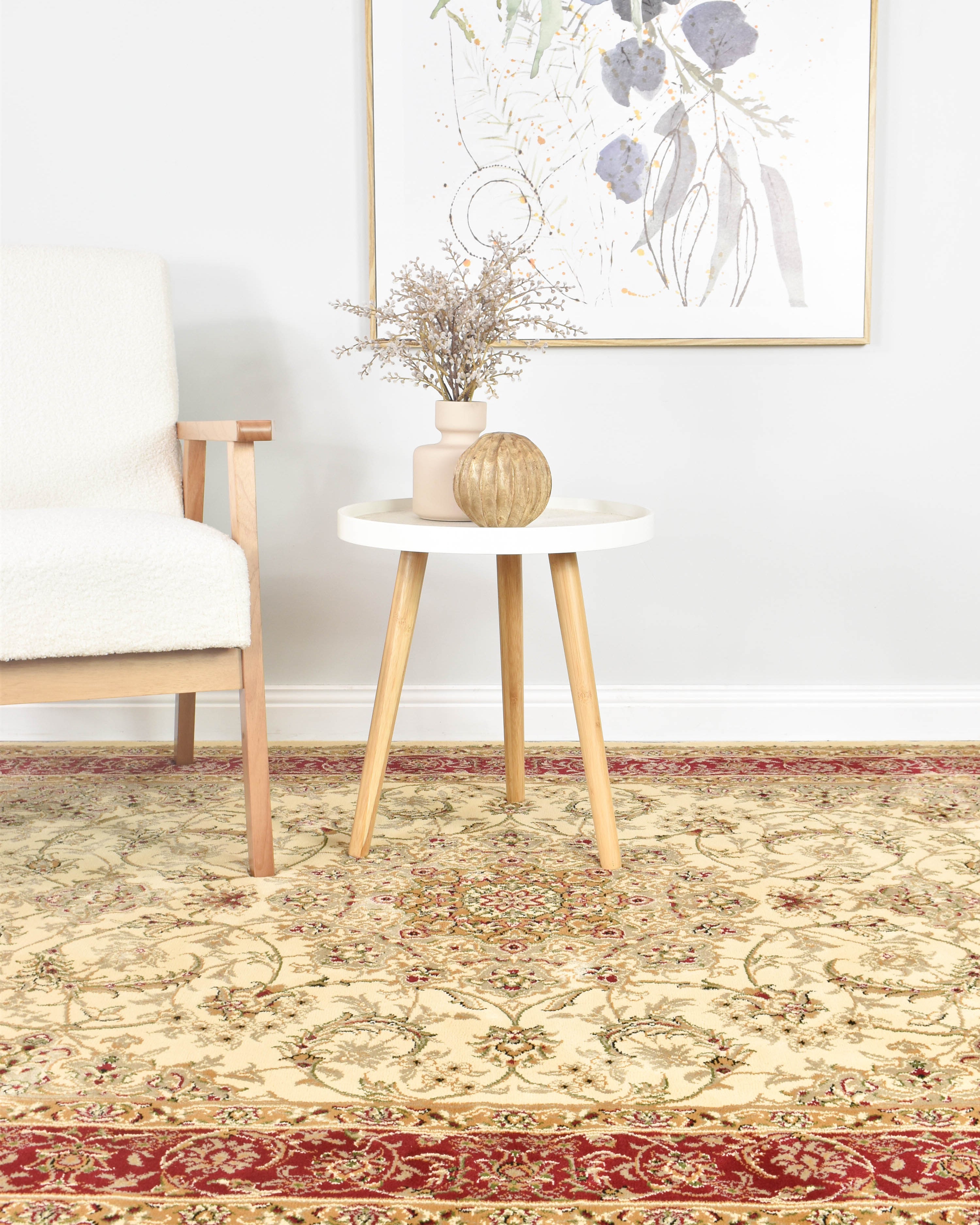 Adelaide 15 Cream Red - Cream traditional rug from Vogue Rugs Australia