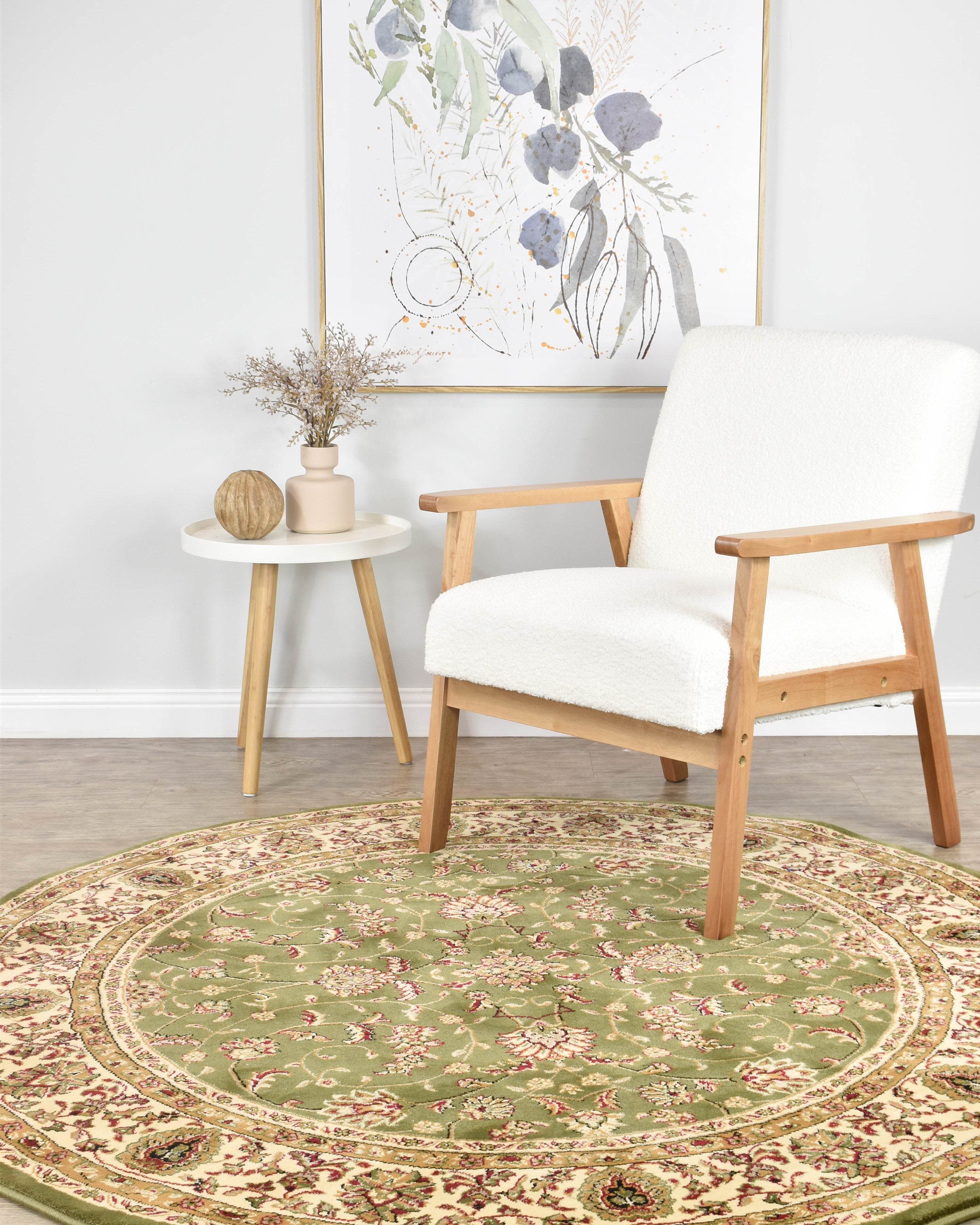 Adelaide 79 Green - Cream traditional rug from Vogue Rugs Australia