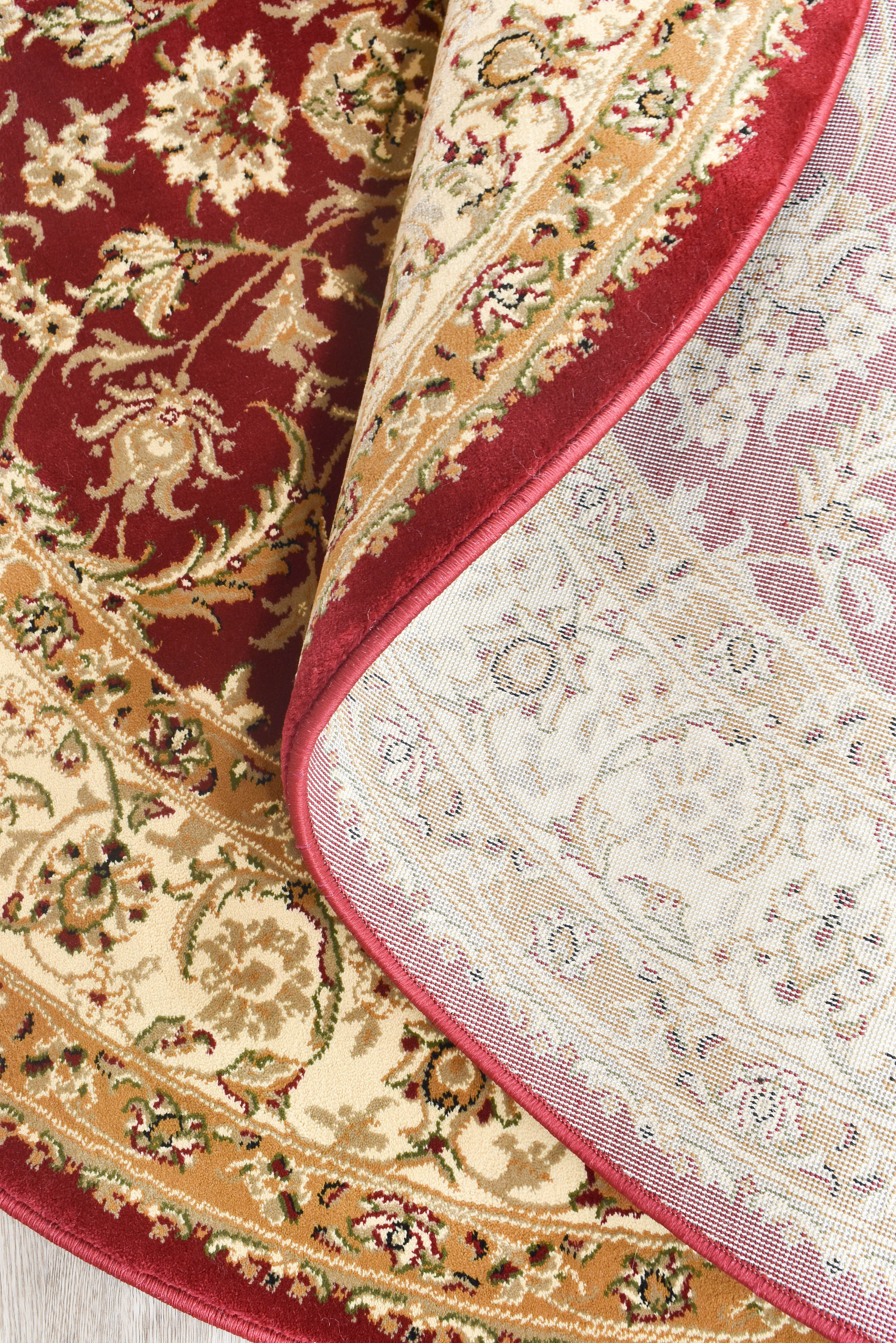 Adelaide Round 15 Red - Cream traditional rug from Vogue Rugs Australia