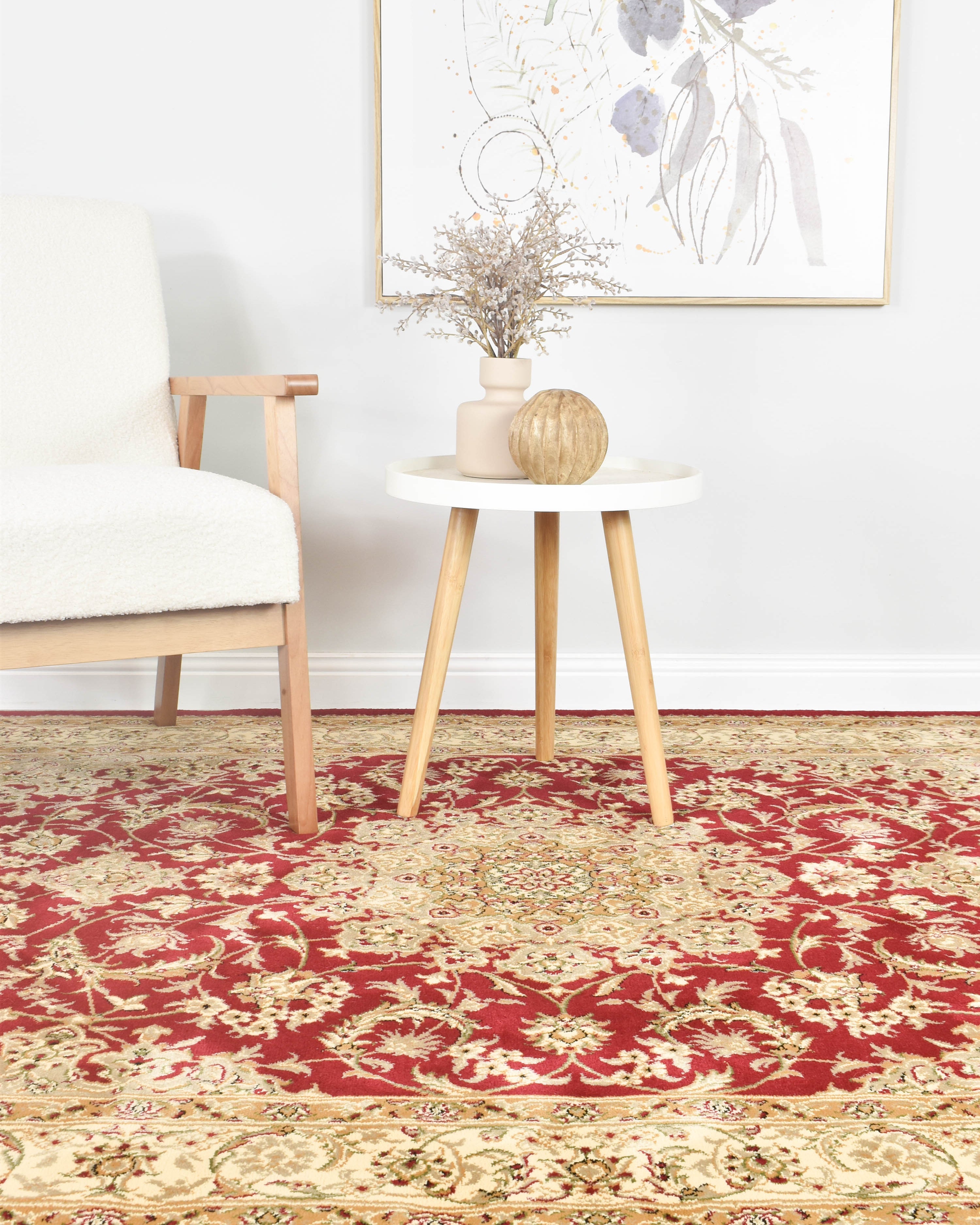 Adelaide 15 Red - Cream traditional rug from Vogue Rugs Australia