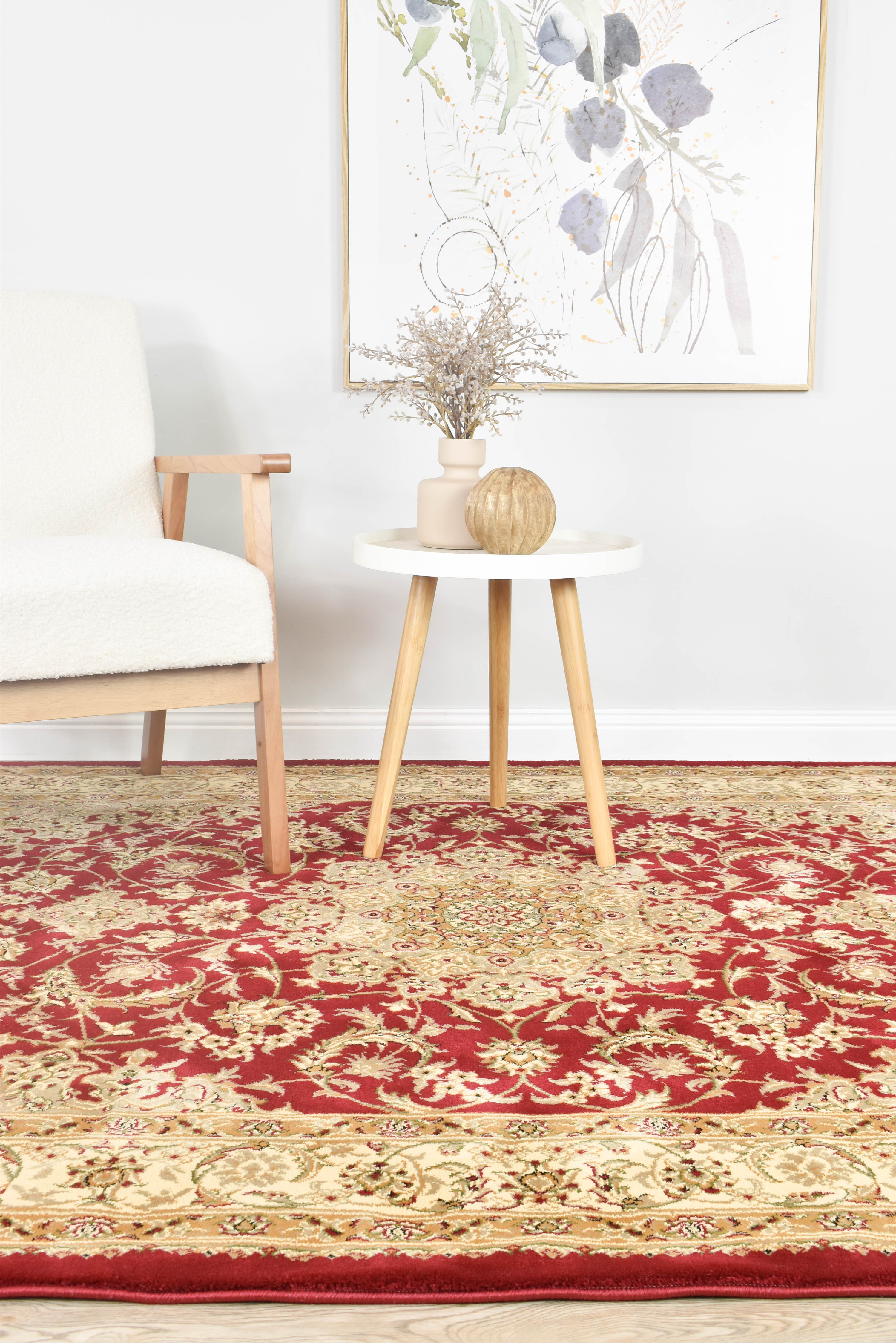 Adelaide 15 Red - Cream traditional rug from Vogue Rugs Australia