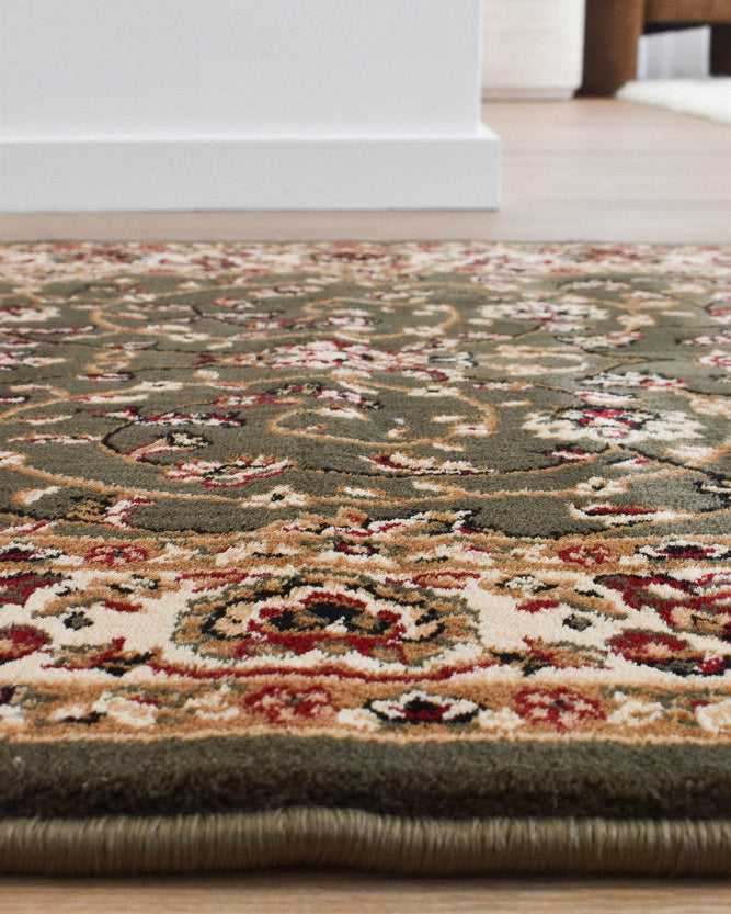 Adelaide 79 Green - Cream traditional rug from Vogue Rugs Australia