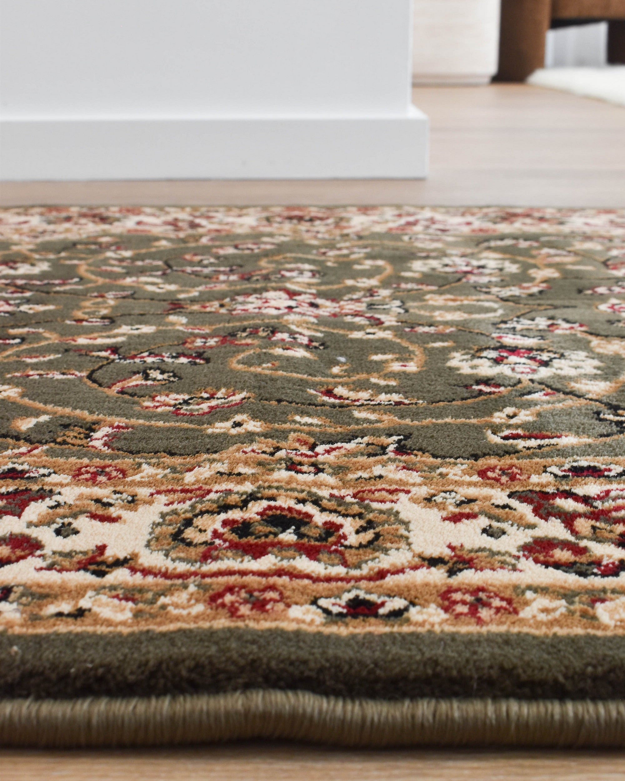 Adelaide 79 Green Runner - Cream traditional rug from Vogue Rugs Australia