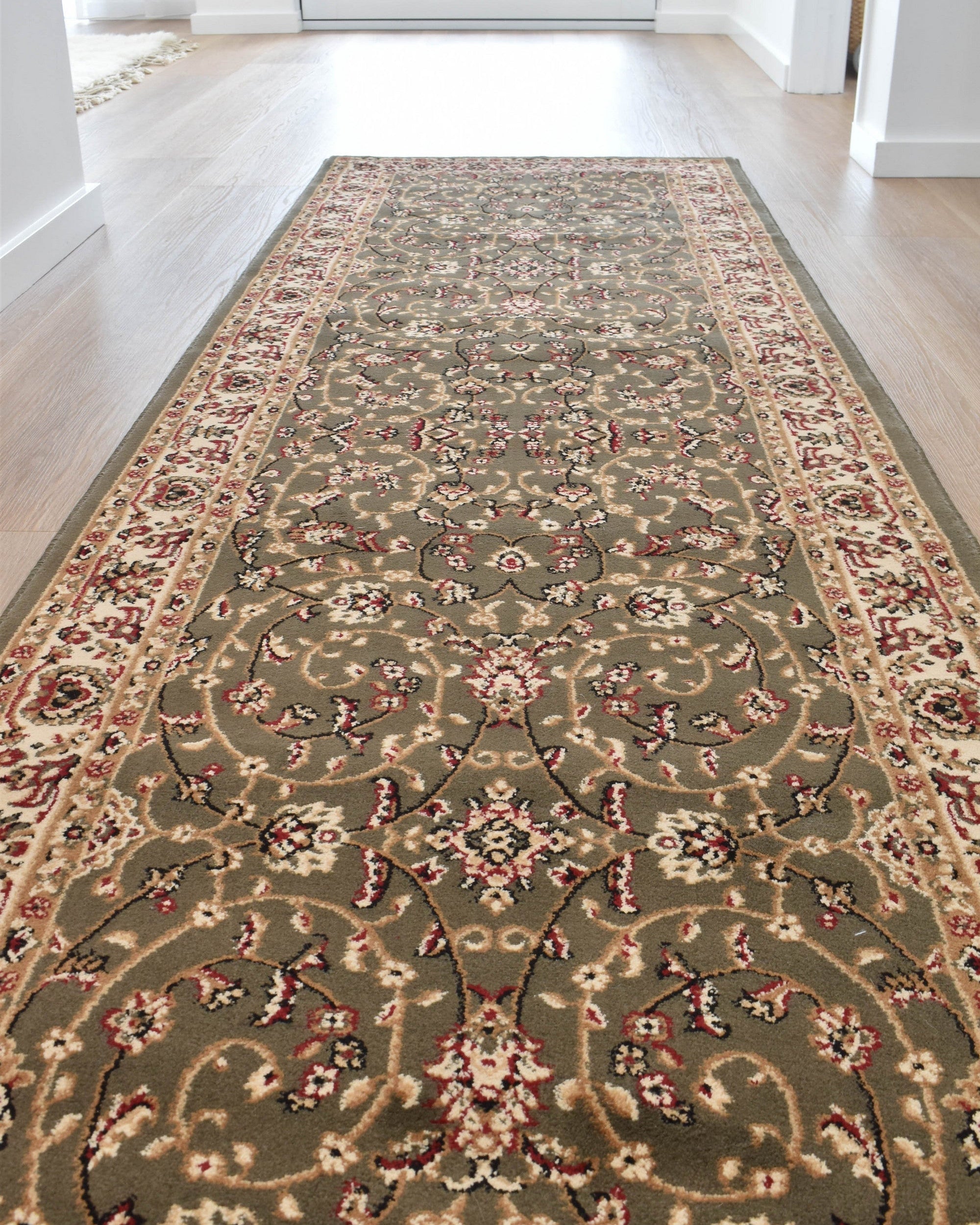 Adelaide 79 Green Runner - Cream traditional rug from Vogue Rugs Australia