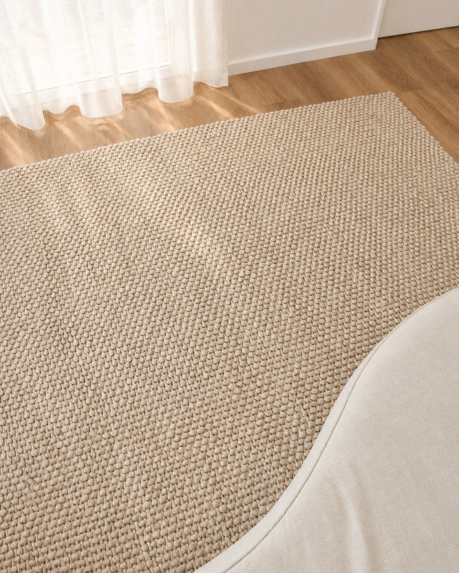 Allure Amber Oat Wool Rug - Beige flatweave rug from Vogue Rugs Australia
