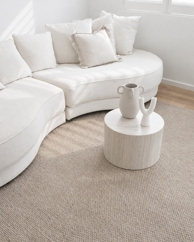 Allure Stone Mist Wool Rug - Grey flatweave rug from Vogue Rugs Australia