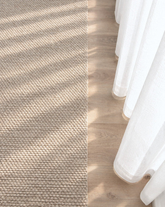 Allure Stone Mist Wool Rug - Grey flatweave rug from Vogue Rugs Australia