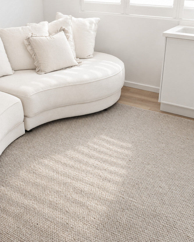 Allure Stone Mist Wool Rug - Grey flatweave rug from Vogue Rugs Australia