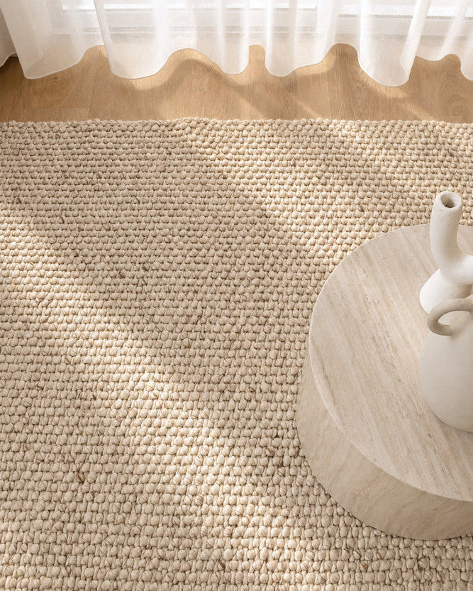 Allure Warm Ivory Wool Rug - Cream flatweave rug from Vogue Rugs Australia