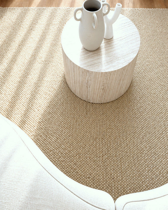Allure Wheat Mist Wool Rug - Cream flatweave rug from Vogue Rugs Australia