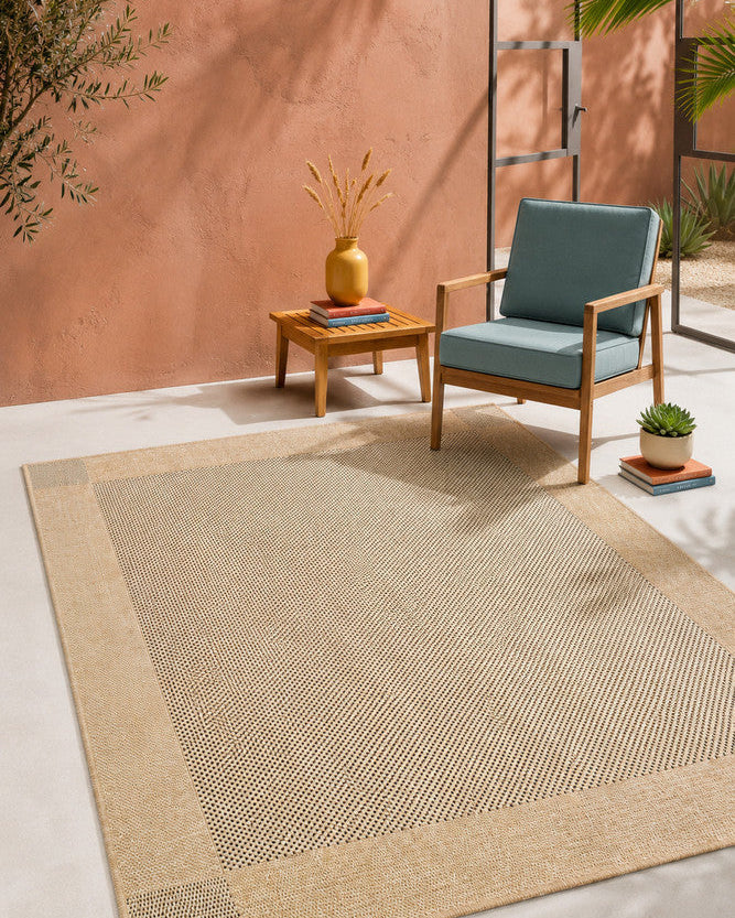 All Seasons Outdoor Sand Black - Black indoor/outdoor rug from Vogue Rugs Australia
