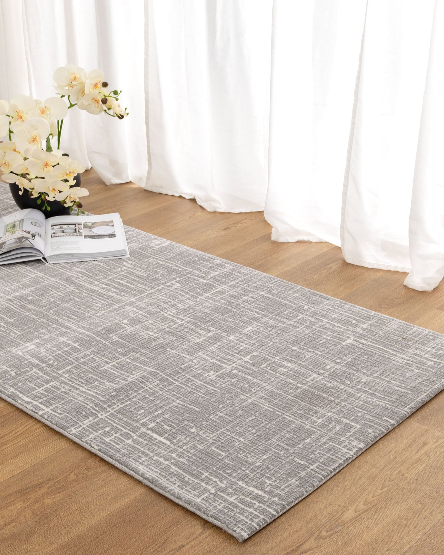 Atina Distressed Geo Lines Grey Rug - AT02 - Grey area rug rug from Vogue Rugs Australia