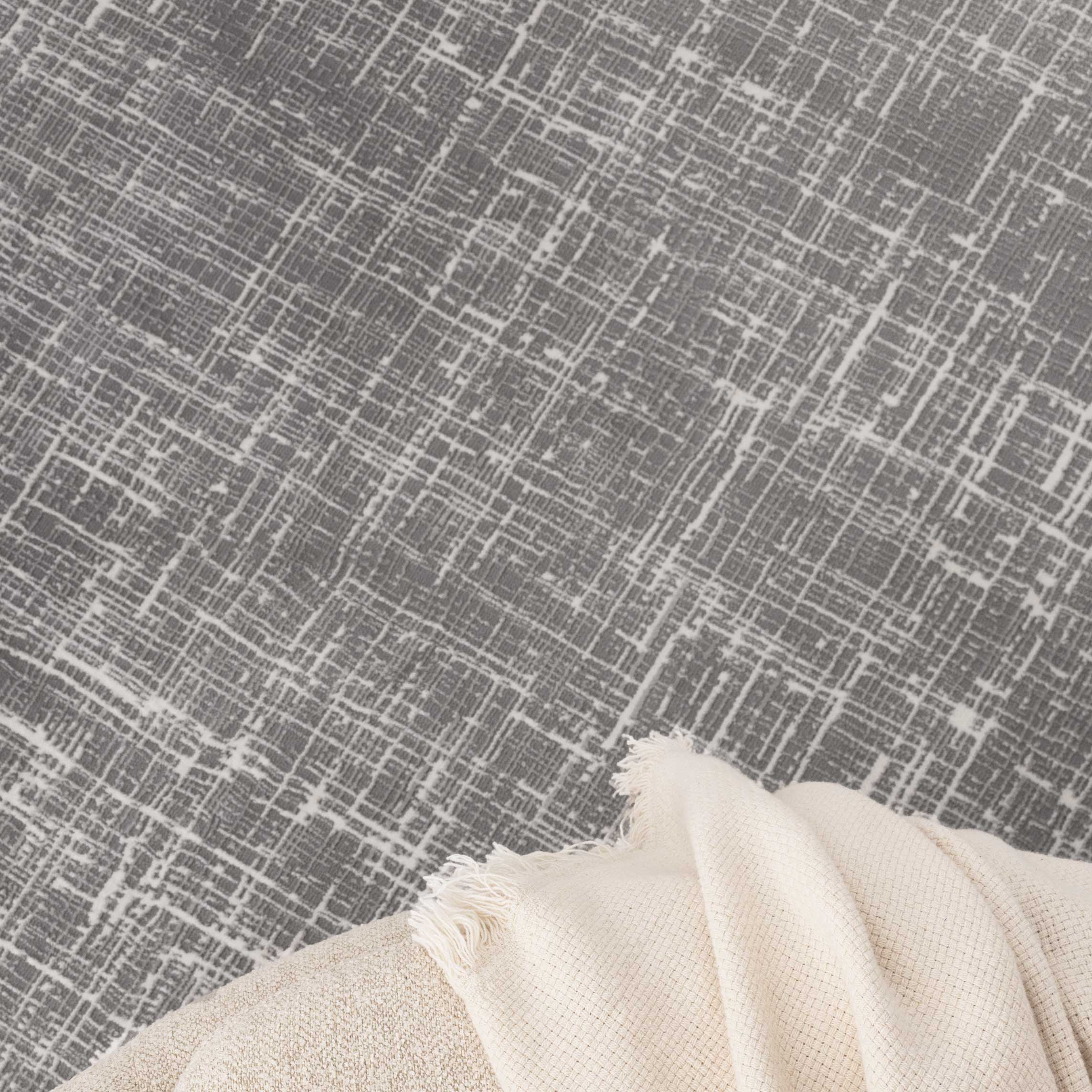 Atina Distressed Geo Lines Grey Rug - AT02.
