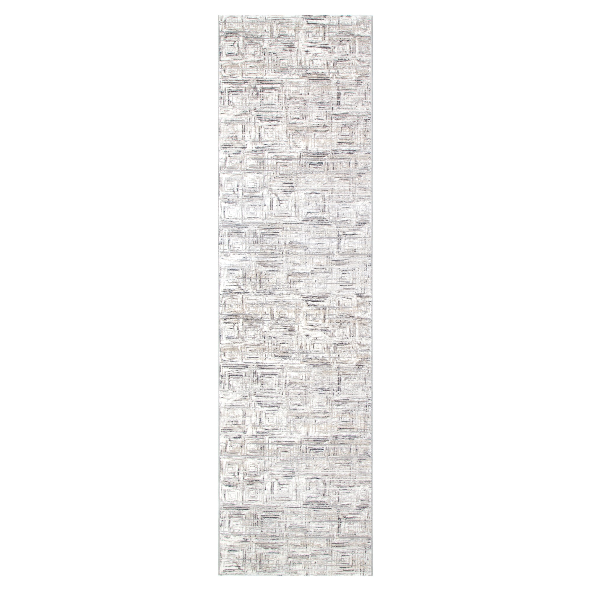 Atina Distressed Geo Squares Grey Rug - AT03.