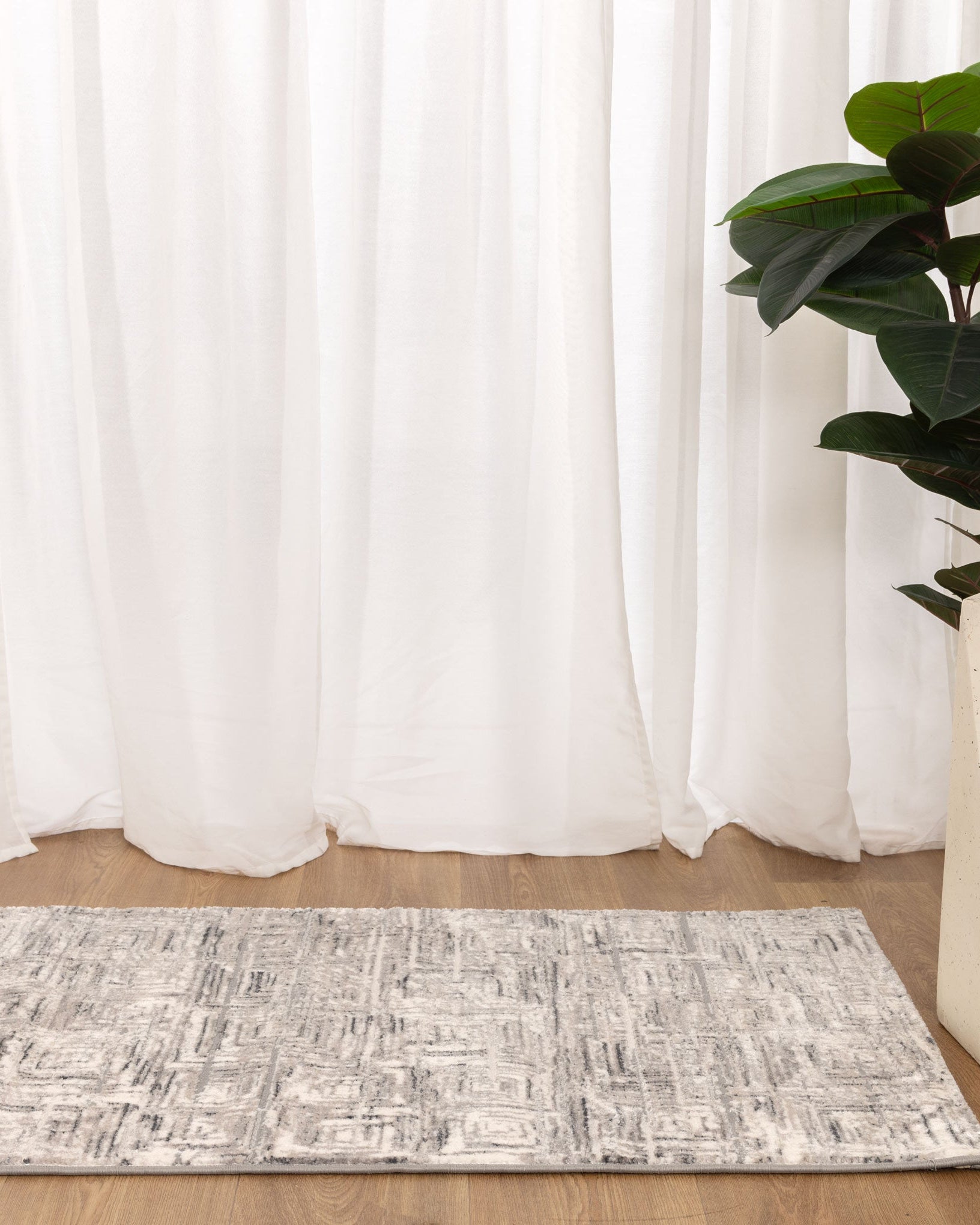 Atina Distressed Geo Squares Grey Rug - AT03 - Grey area rug rug from Vogue Rugs Australia