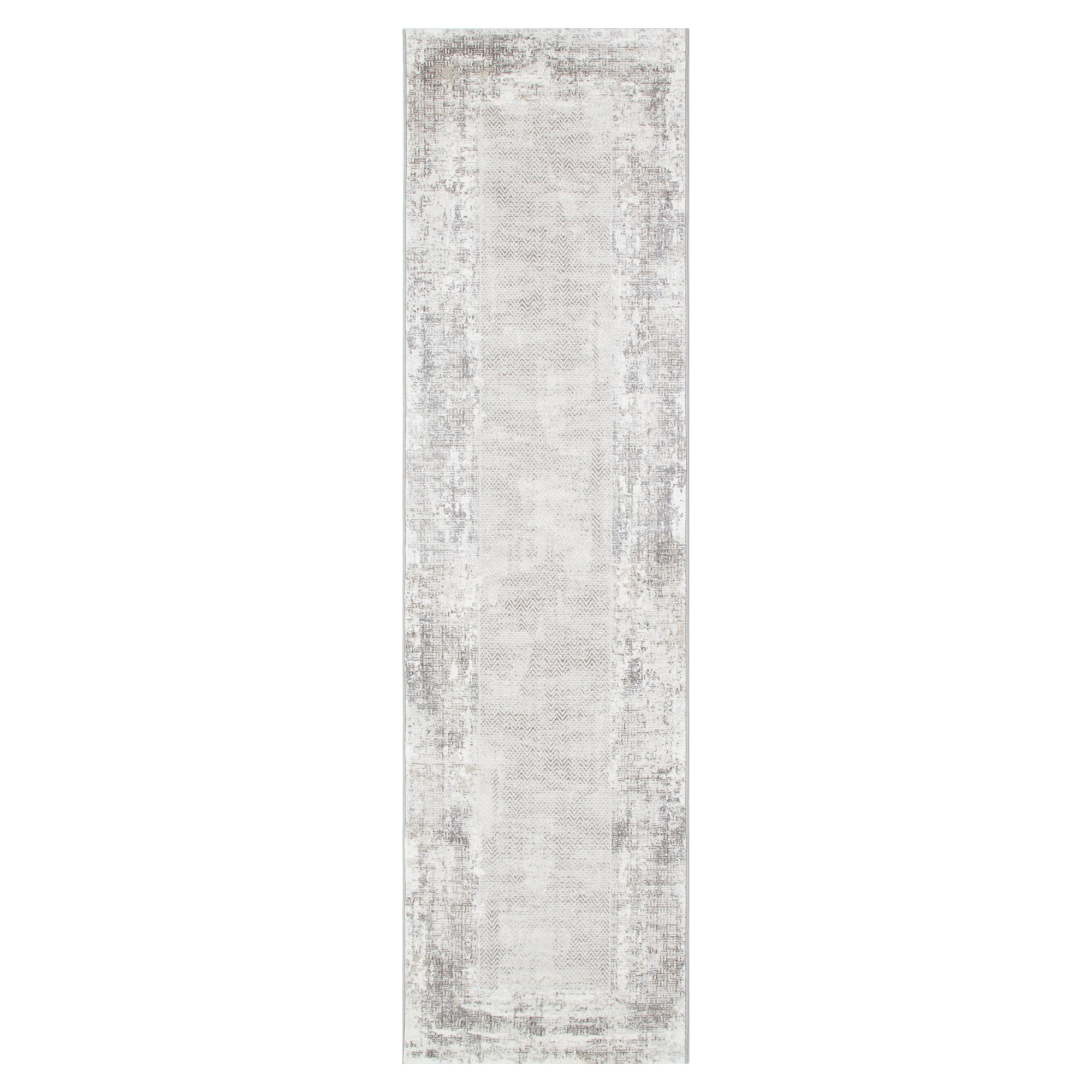 Atina Distressed Border Beige Grey Rug - AT04.