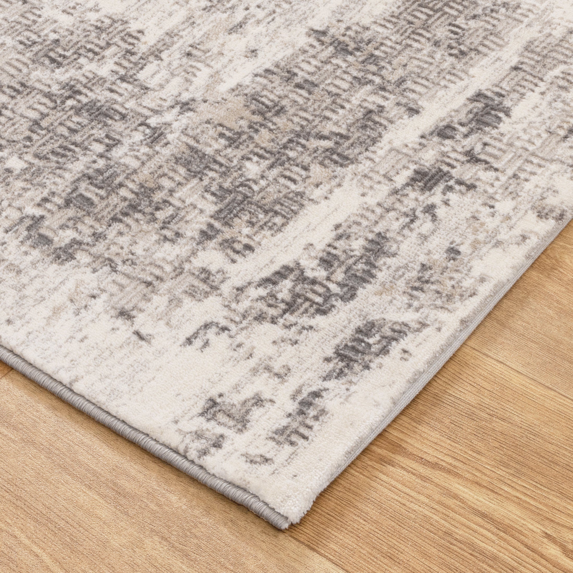 Atina Distressed Border Beige Grey Rug - AT04.