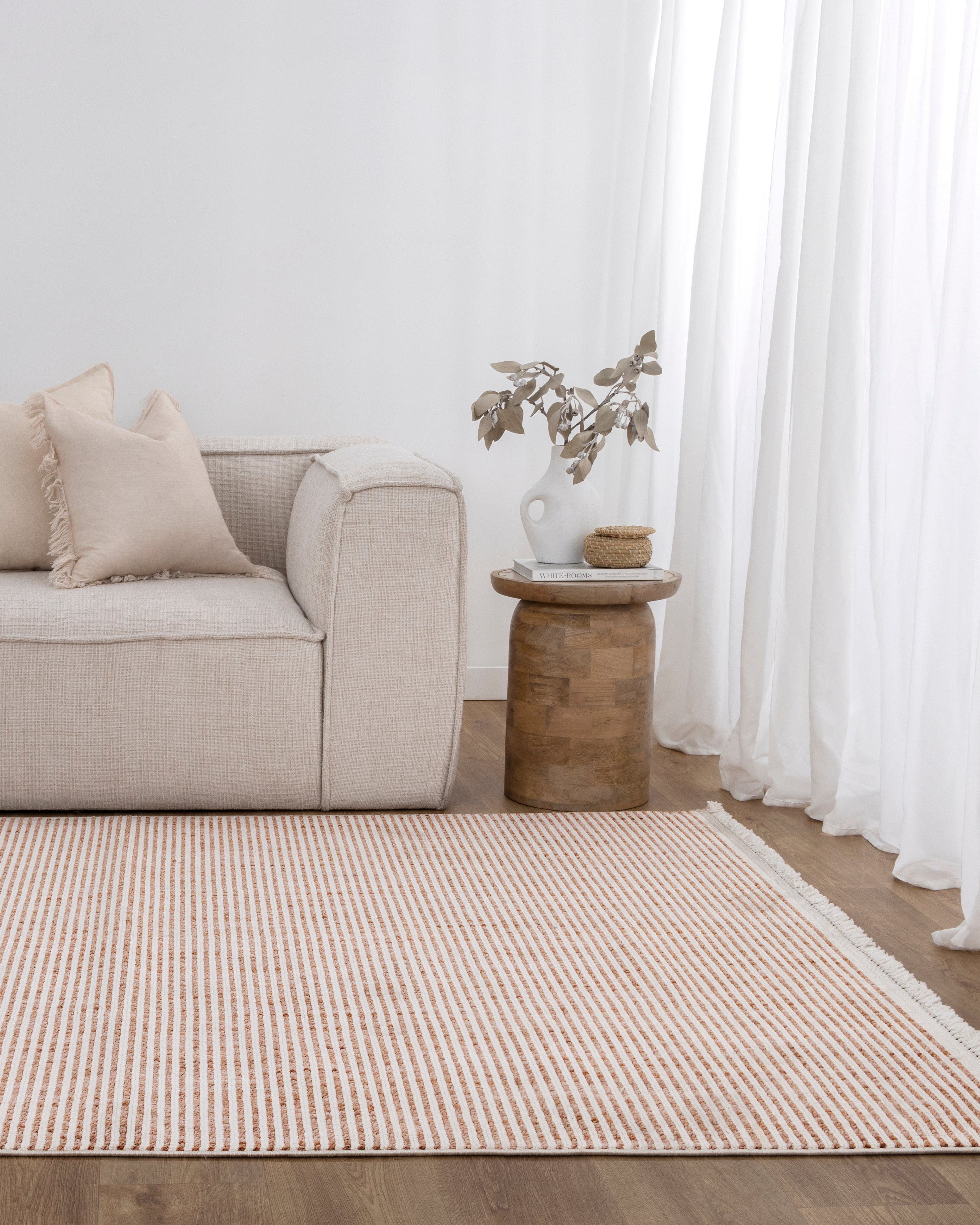 Berno Pink Ivory Loop Stripes Rug - B002 - Ivory area rug rug from Vogue Rugs Australia