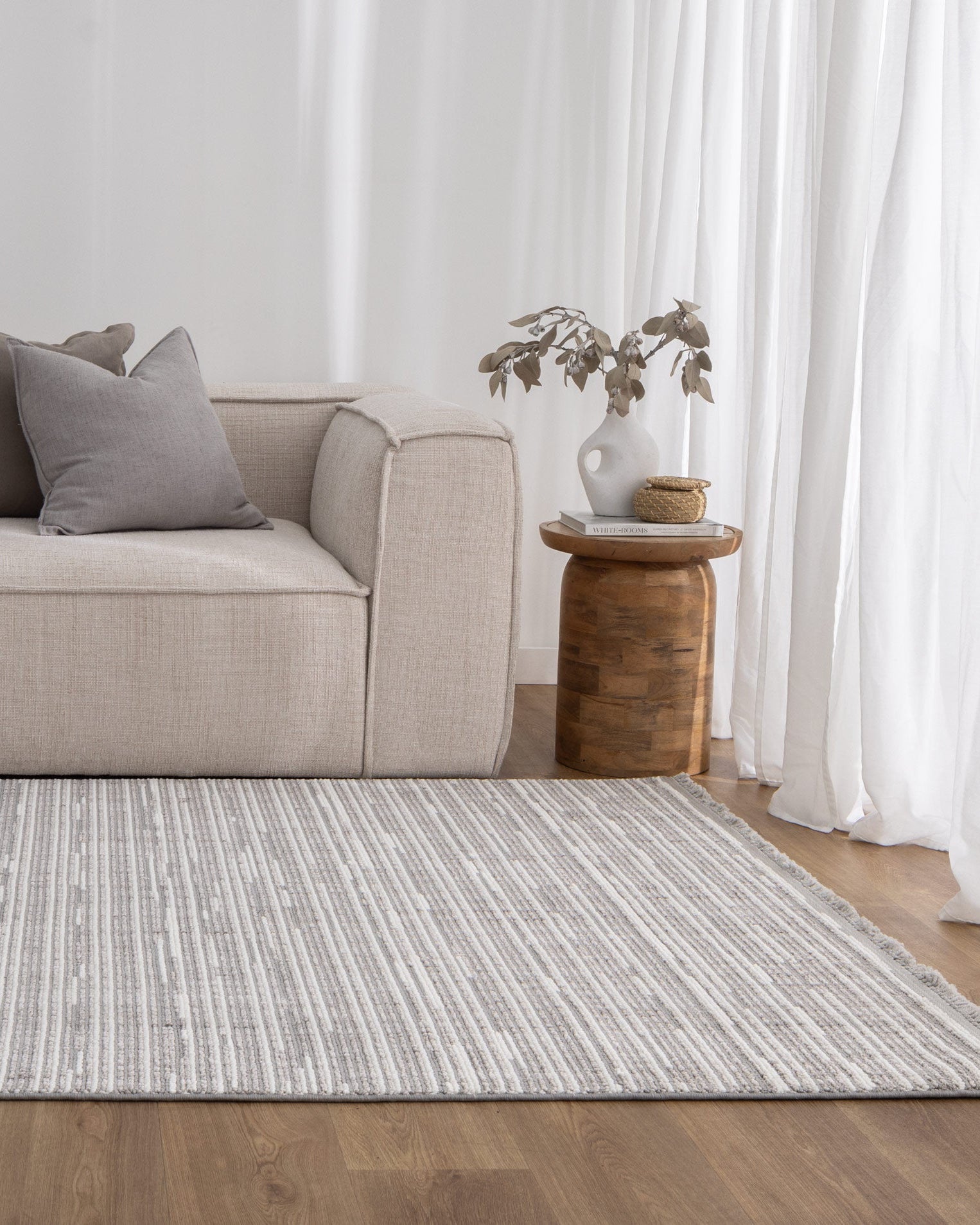 Berno Silver Ivory Loop Lines Rug - B006 - Ivory area rug rug from Vogue Rugs Australia