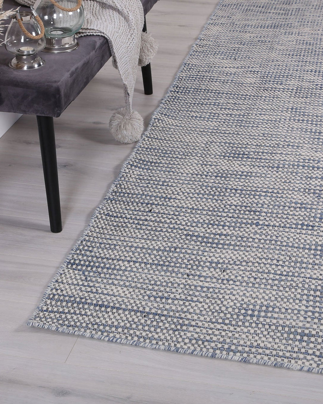 Scandi Blue Reversible Wool Runner Rug