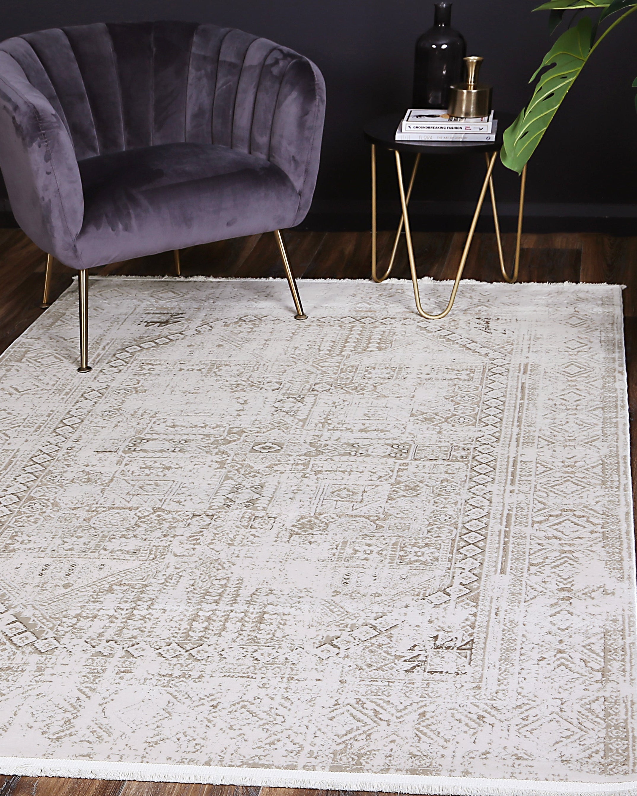 Bohemian Paradise Panel Beige Rug - 03BEIG - Beige bohemian rug from Vogue Rugs Australia