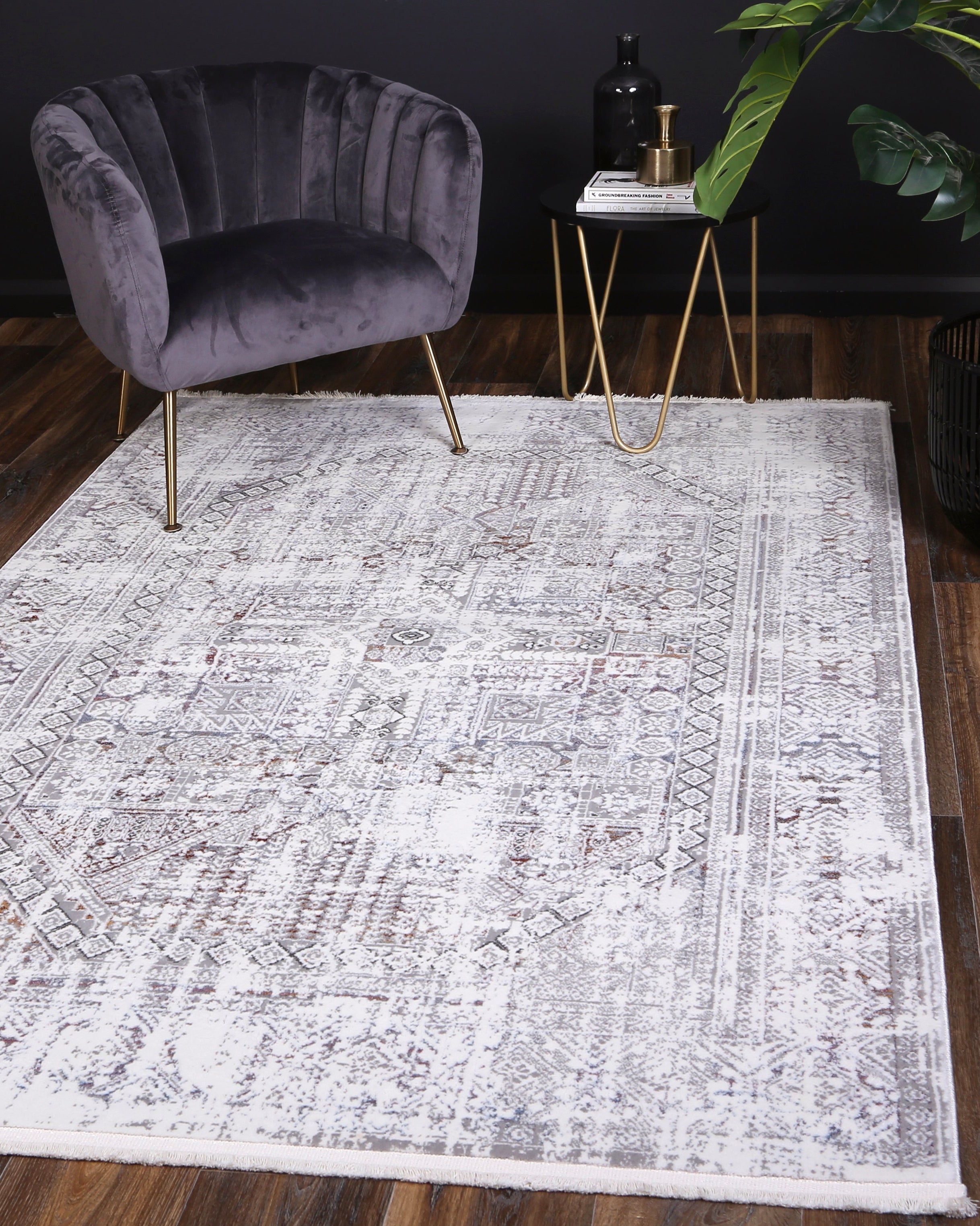 Bohemian Paradise Panel Grey Multi Rug - 03GMUL - Grey bohemian rug from Vogue Rugs Australia