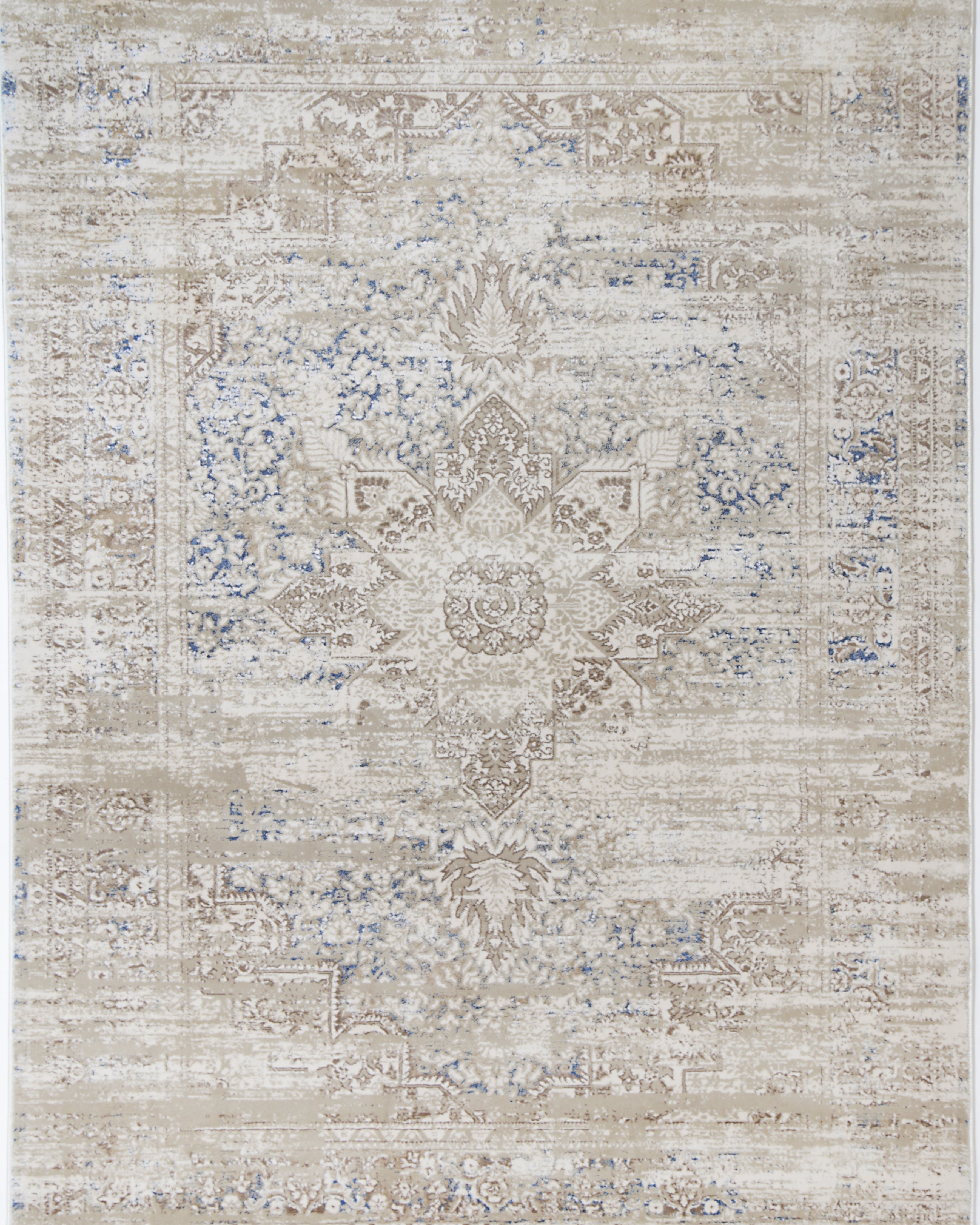 Bohemian Paradise Medalion Beige Blue Rug - 06BBLU - Beige bohemian rug from Vogue Rugs Australia