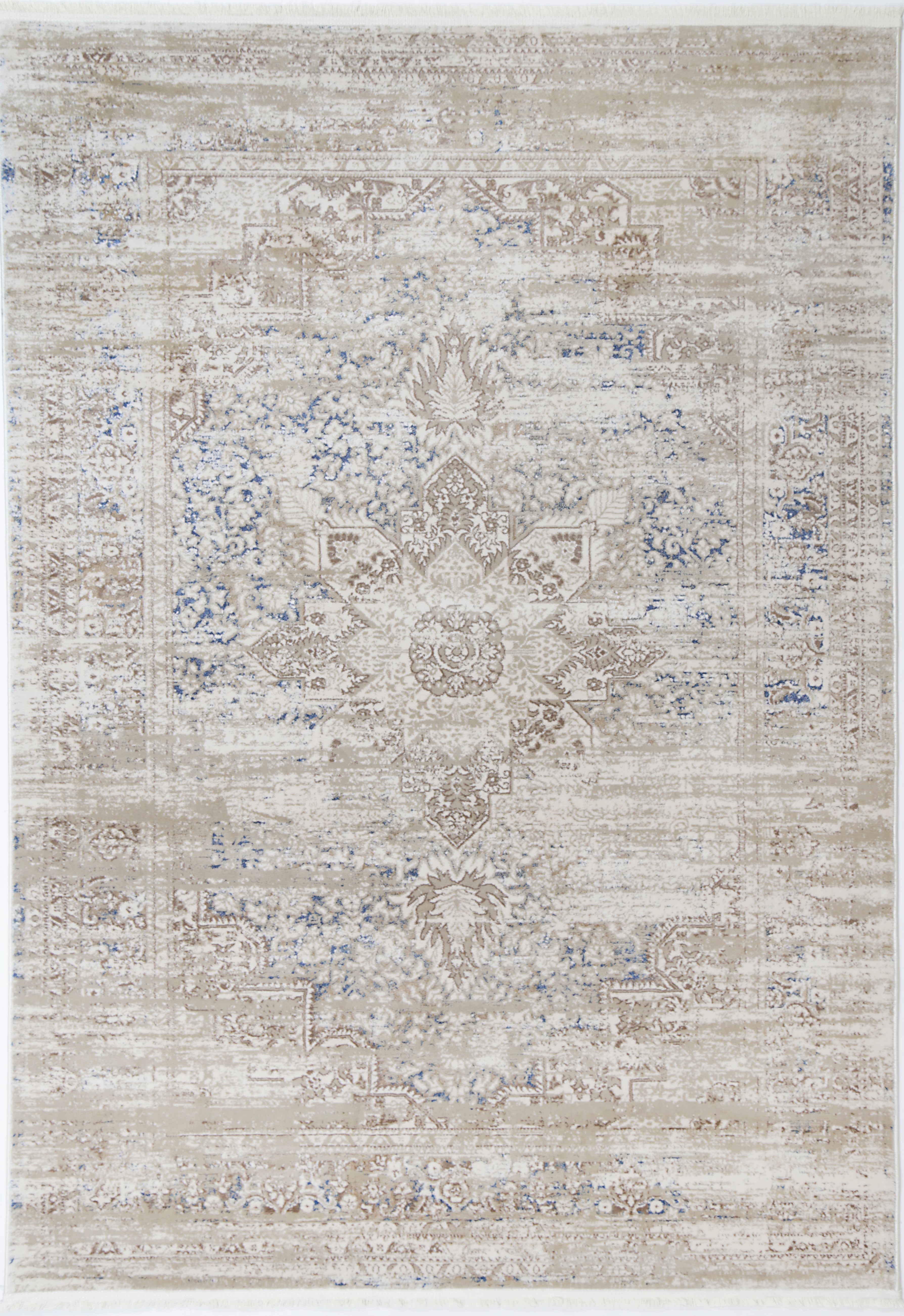 Bohemian Paradise Medalion Beige Blue Rug - 06BBLU.