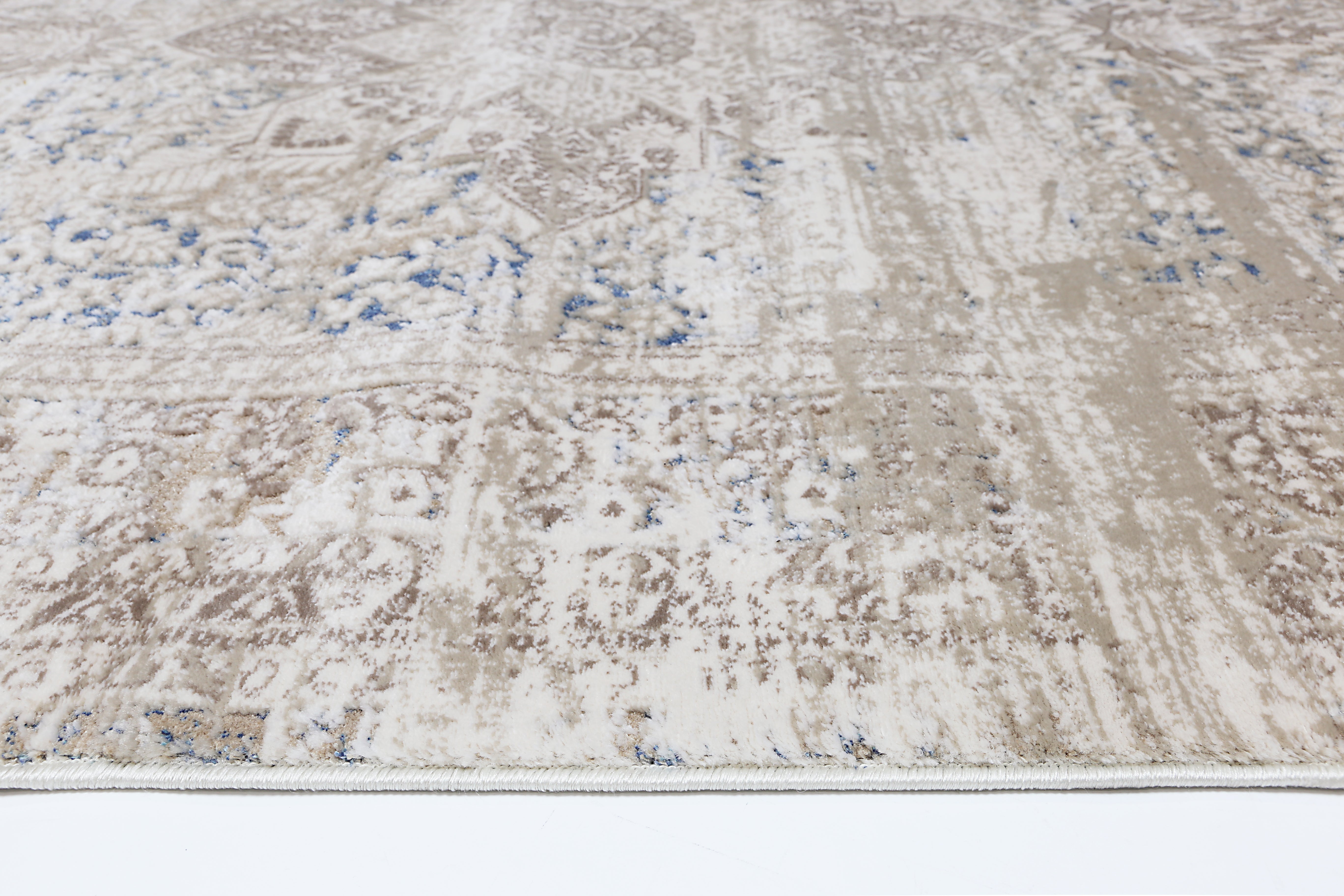 Bohemian Paradise Medalion Beige Blue Rug - 06BBLU.