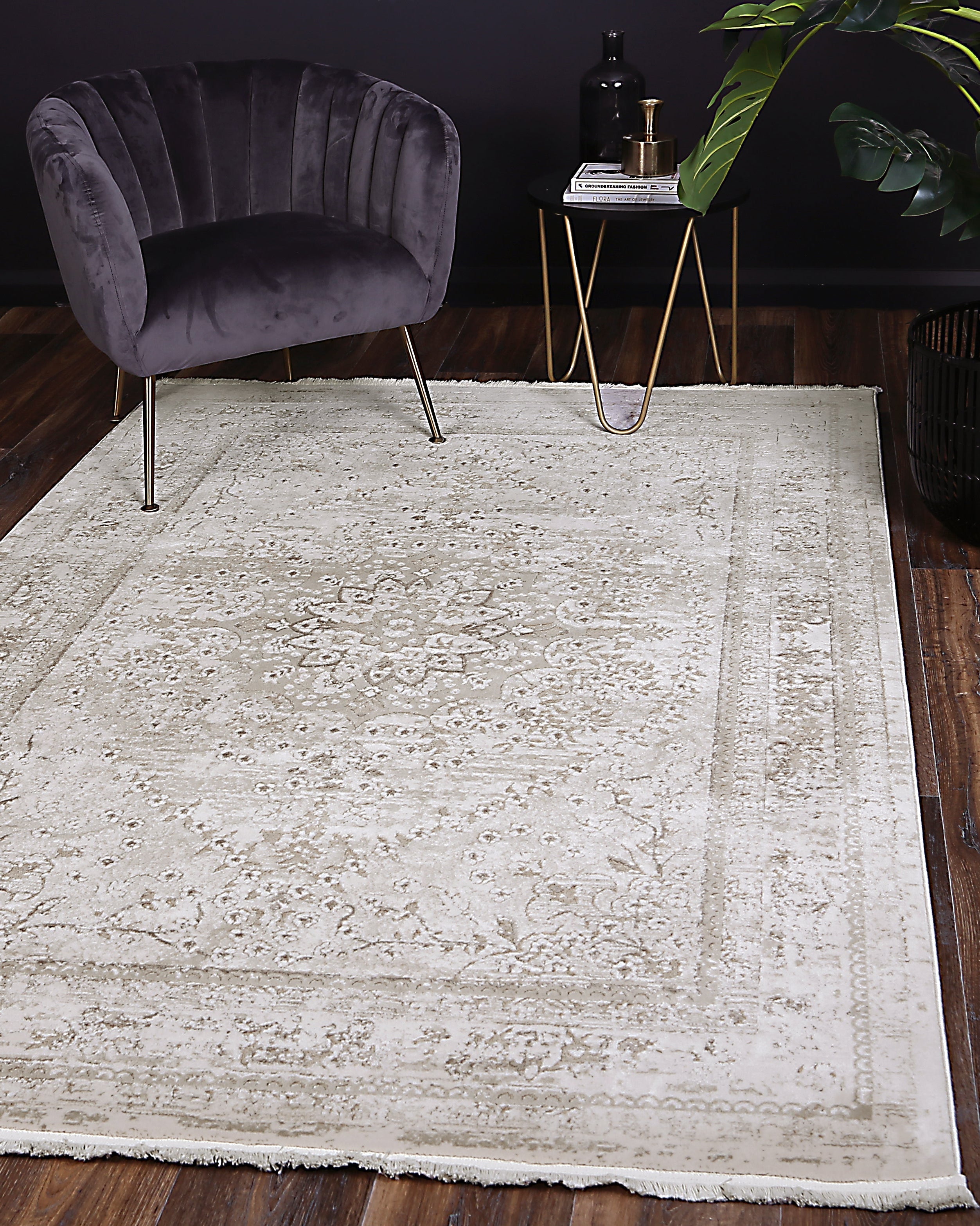 Bohemian Paradise Vintage Medalion Beige Rug - 08BEIG - Beige vintage rug from Vogue Rugs Australia