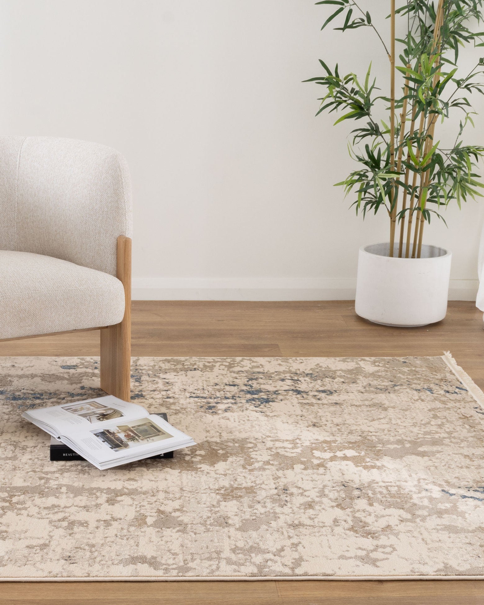 Bohemian Paradise One Modern Beige Blue Rug - 01BBLU - Beige modern rug from Vogue Rugs Australia
