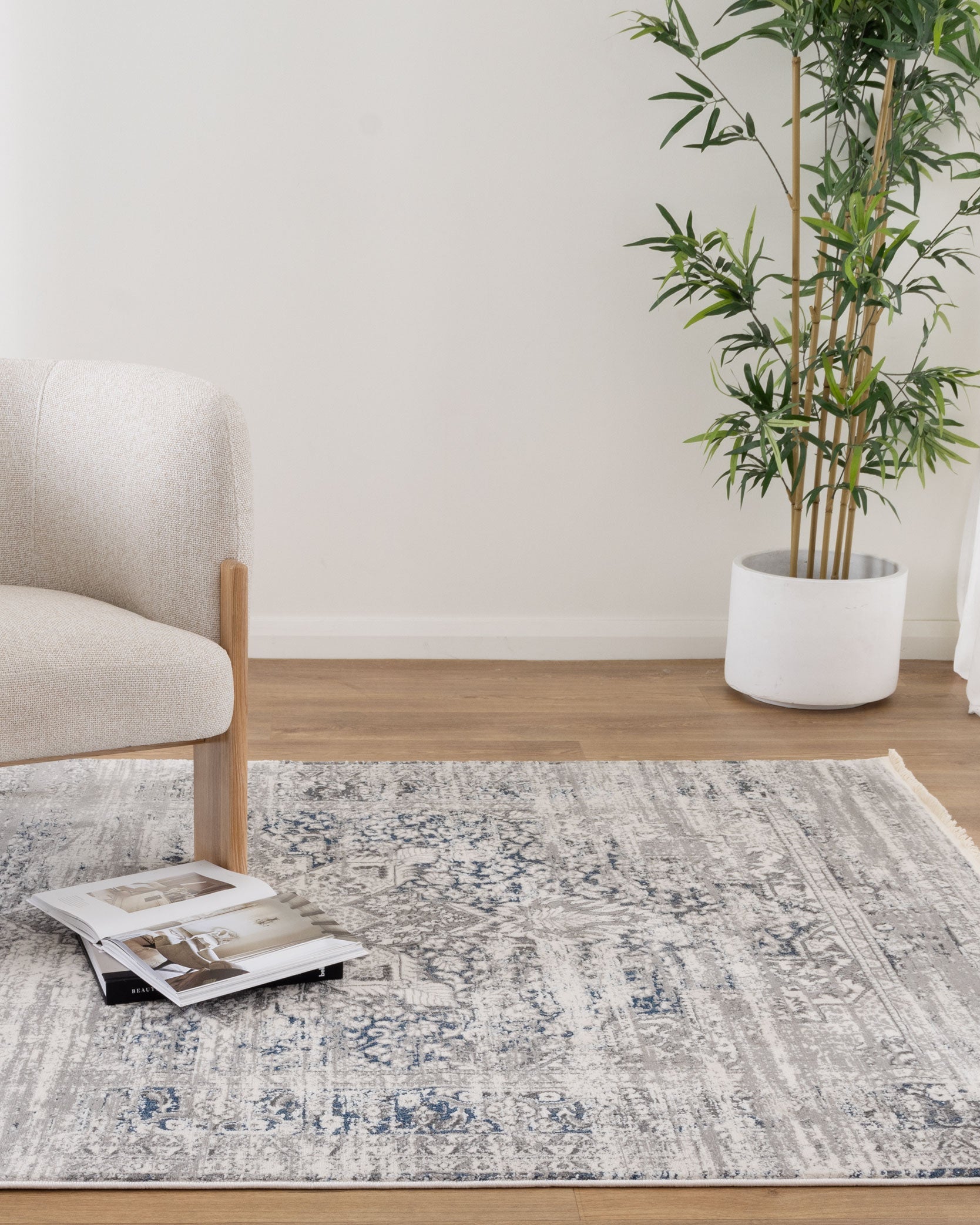 Bohemian Paradise Medalion Grey Blue Rug - 06GBLU - Blue bohemian rug from Vogue Rugs Australia