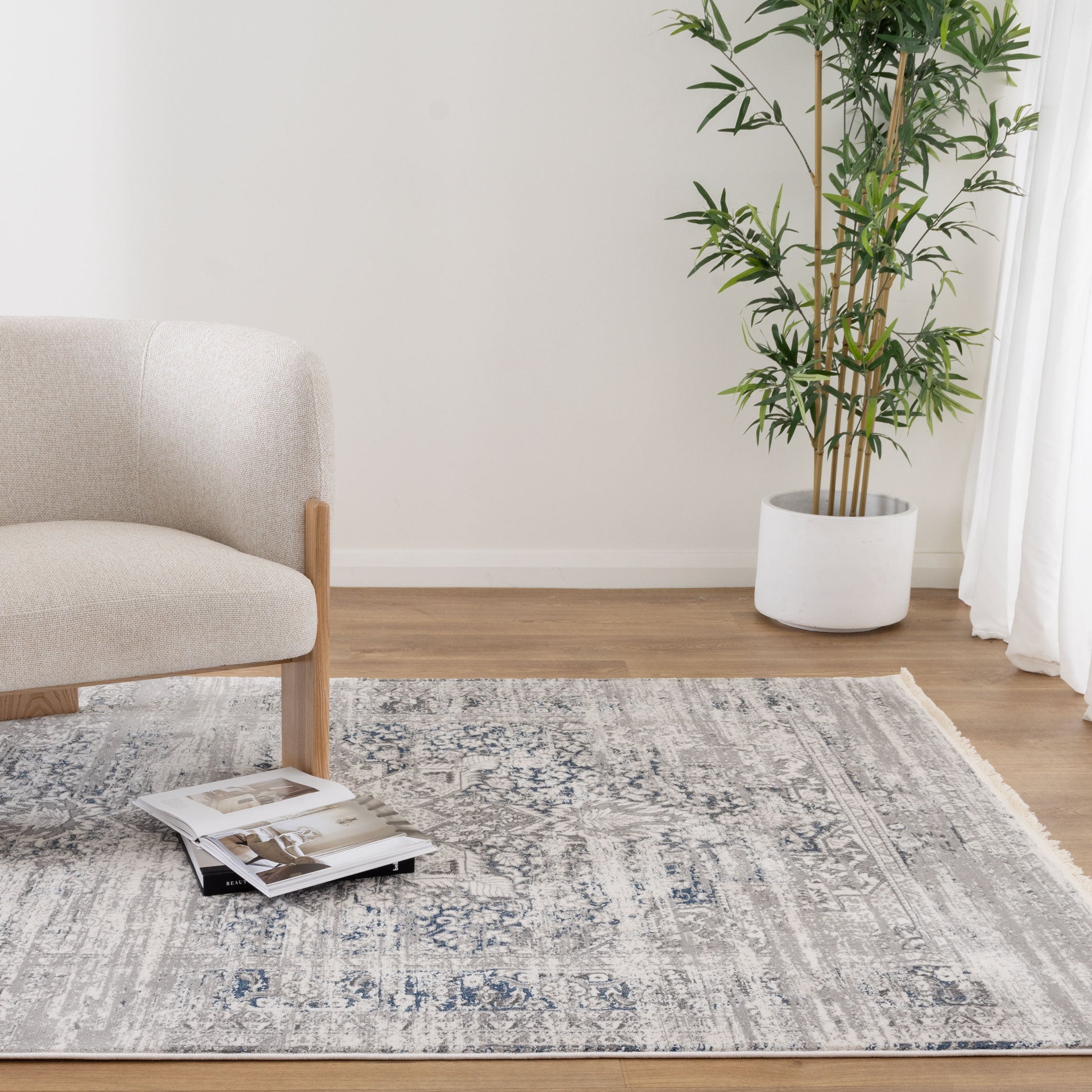 Bohemian Paradise Medalion Grey Blue Rug - 06GBLU.