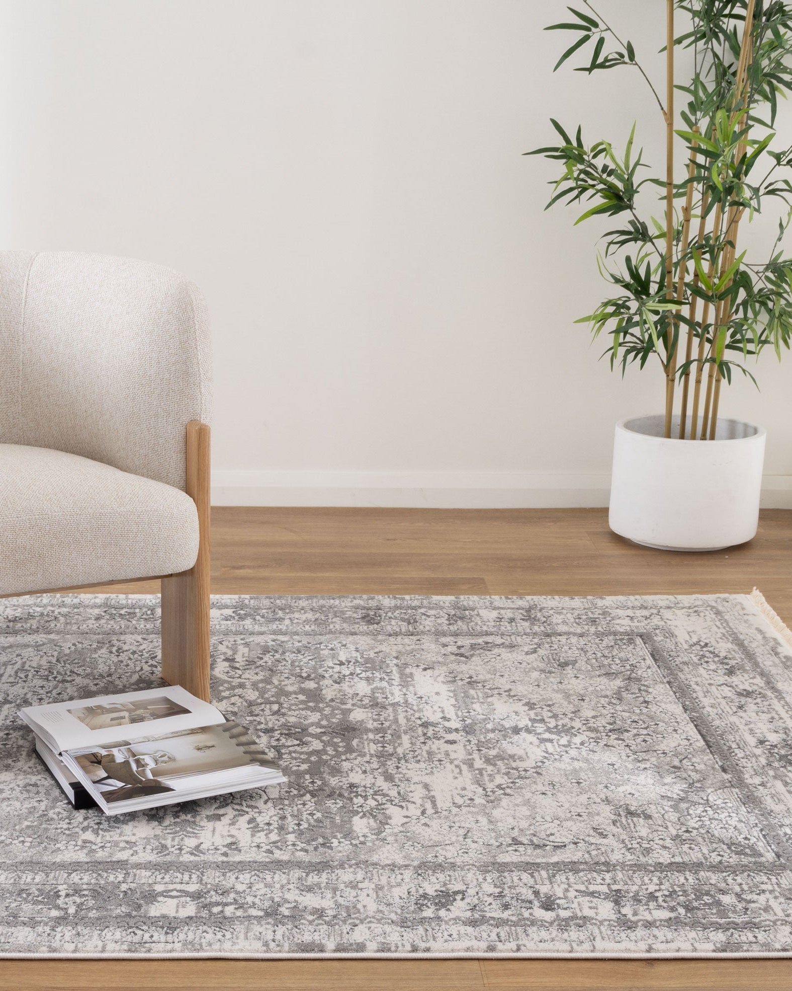 Bohemian Paradise Vintage Medalion Grey Rug - 08GREY - Grey vintage rug from Vogue Rugs Australia