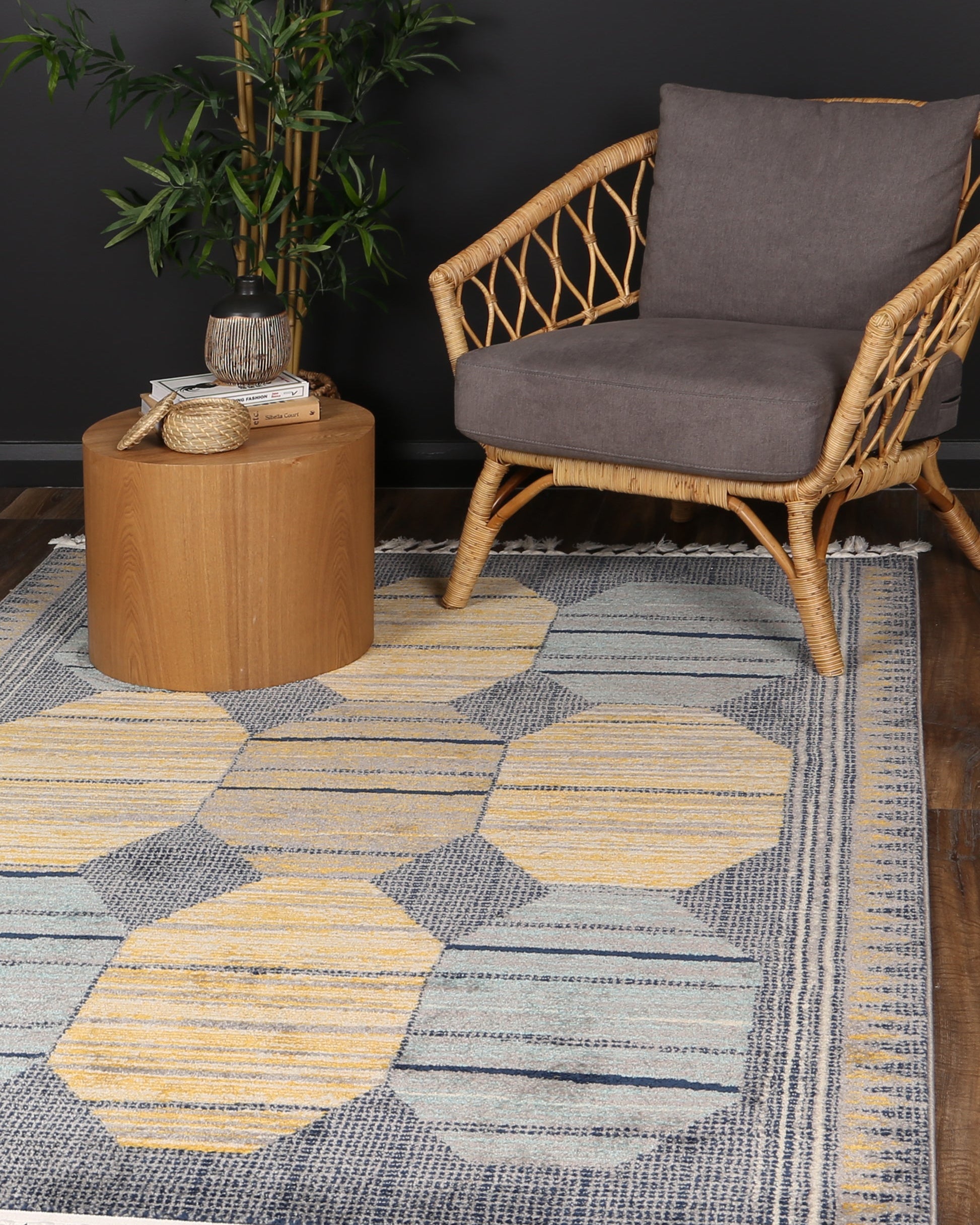 Asilah Bp65A D.Blue Yellow - Blue asilah rug from Vogue Rugs Australia