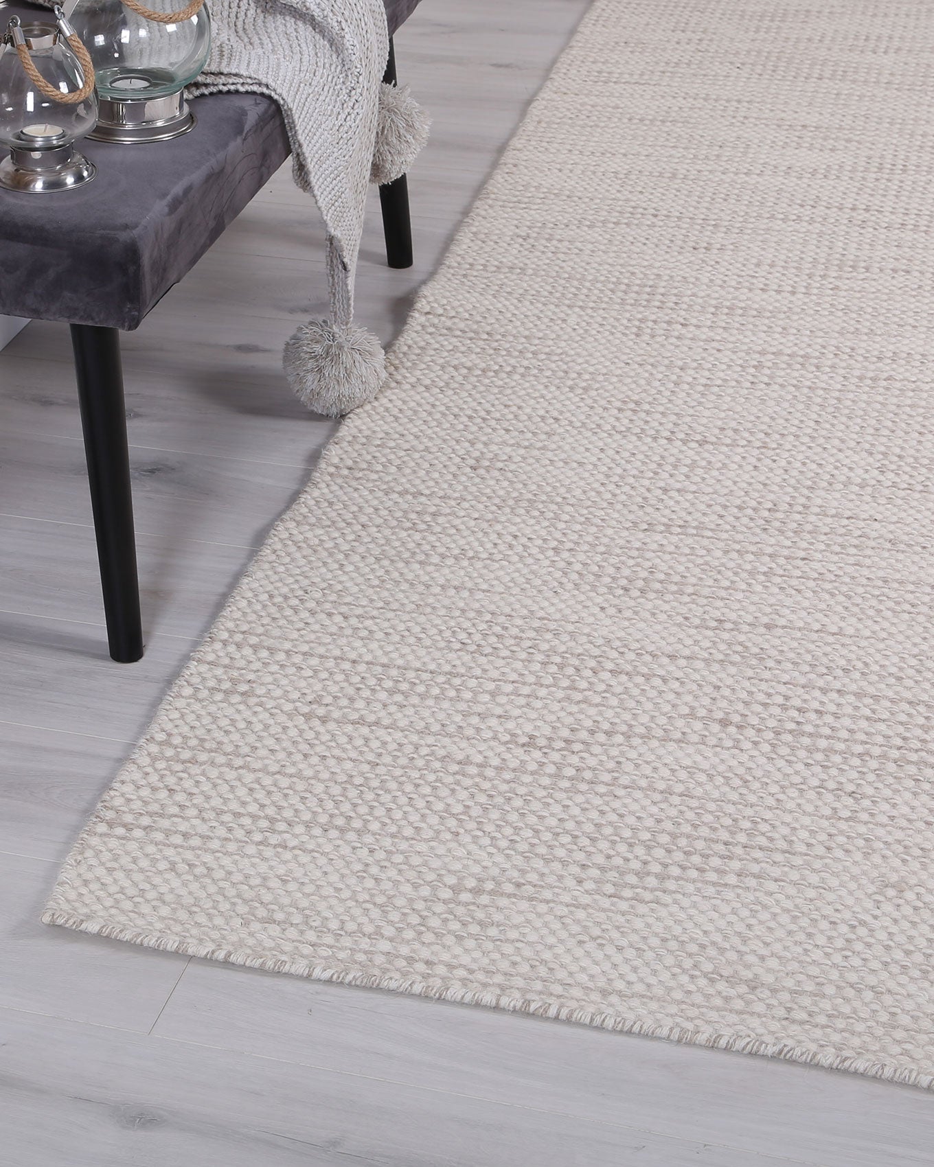 Scandi Beige Reversible Wool Runner Rug