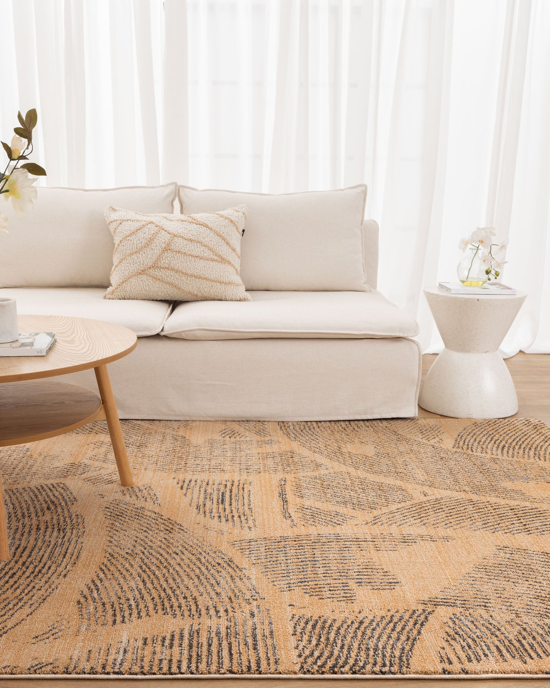 Clara Abstract Paintbrush Gold Rug - C104 - Gold modern abstract rug from Vogue Rugs Australia