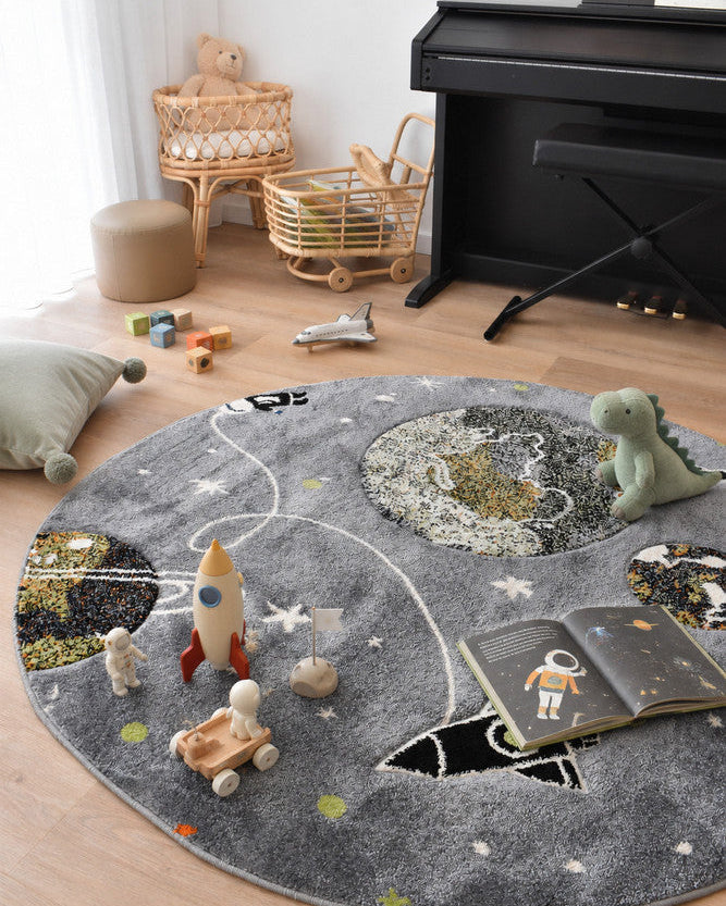 Cotton Candy D359A Space Grey ROUND - Grey kids rug from Vogue Rugs Australia