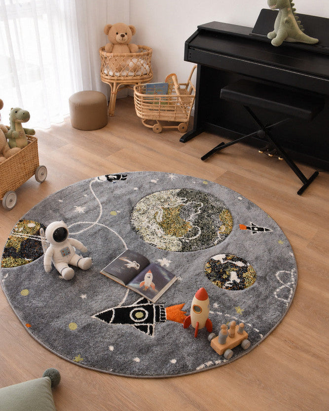 Cotton Candy D359A Space Grey ROUND - Grey kids rug from Vogue Rugs Australia